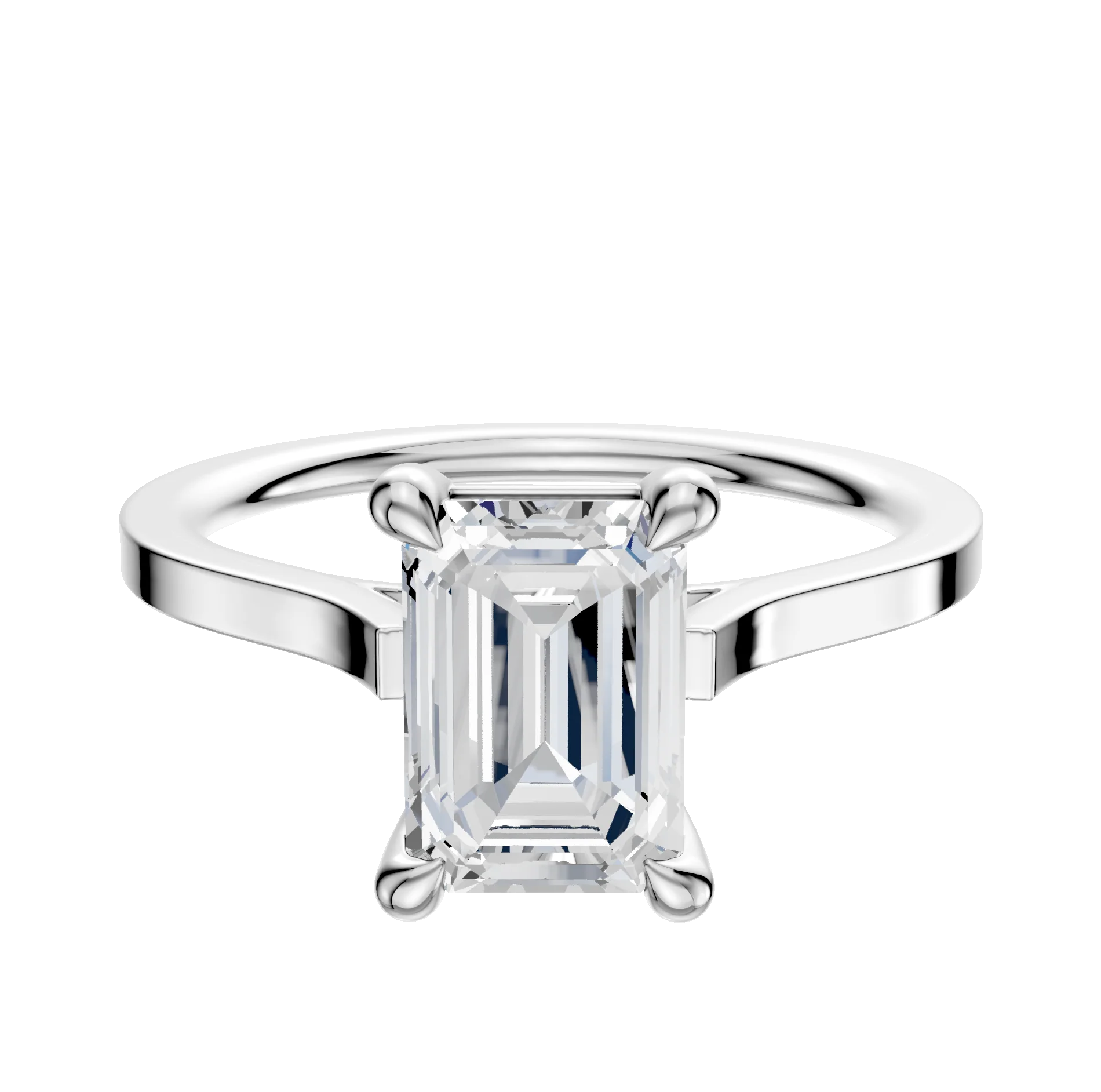 14K White Gold 4 Prong Basket Cathedral Flat 1.5mm Engagement Ring