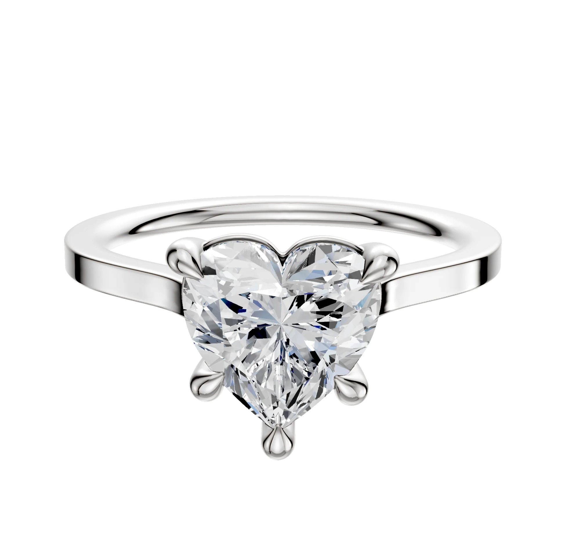 14K White Gold 4 Prong Basket Cathedral Flat 1.5mm Engagement Ring
