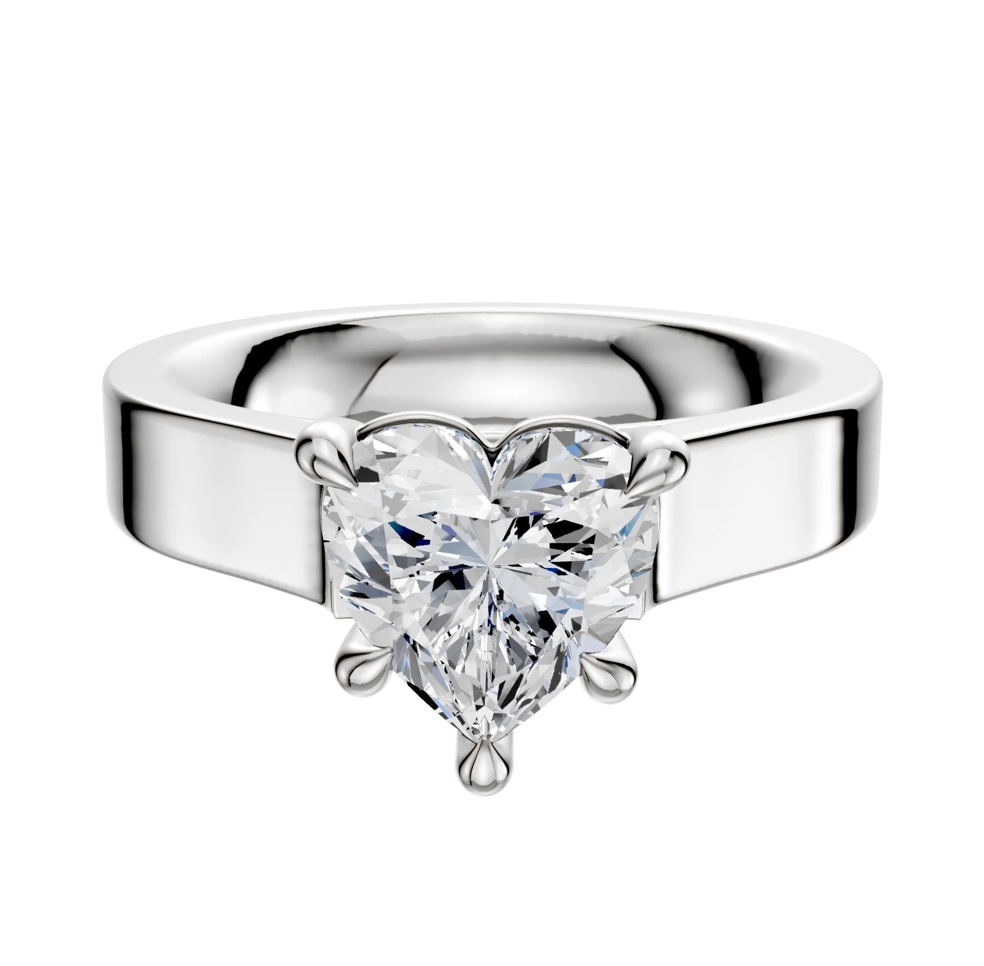 14K White Gold 4 Prong Basket Cathedral Flat 4.0mm Engagement Ring