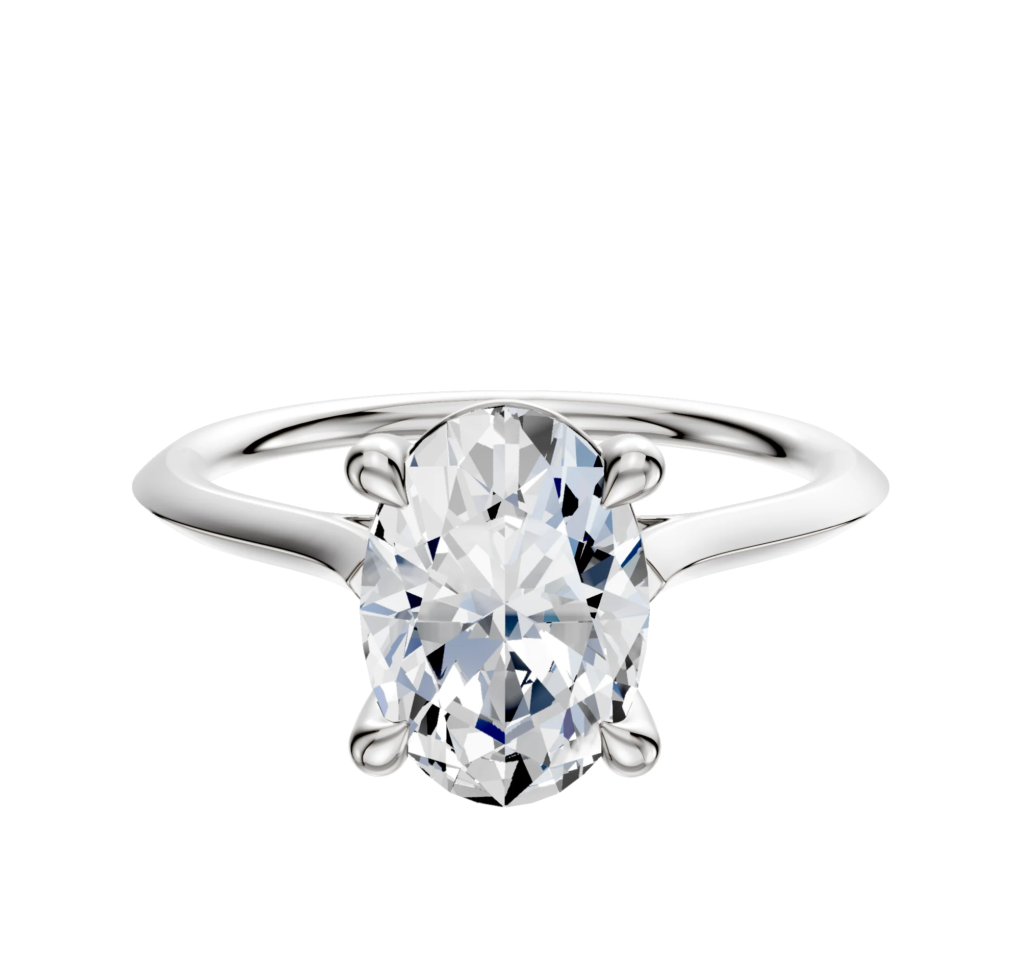 14K White Gold 4 Prong Basket Cathedral Knife Edge 1.5mm Engagement Ring