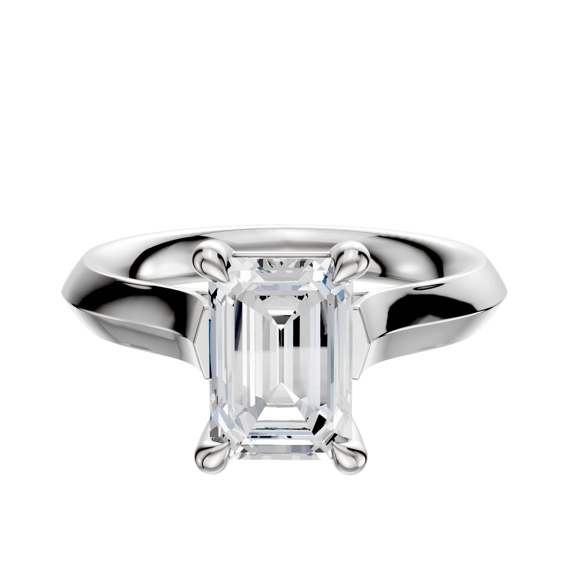 14K White Gold 4 Prong Basket Cathedral Knife Edge 3.0mm Engagement Ring