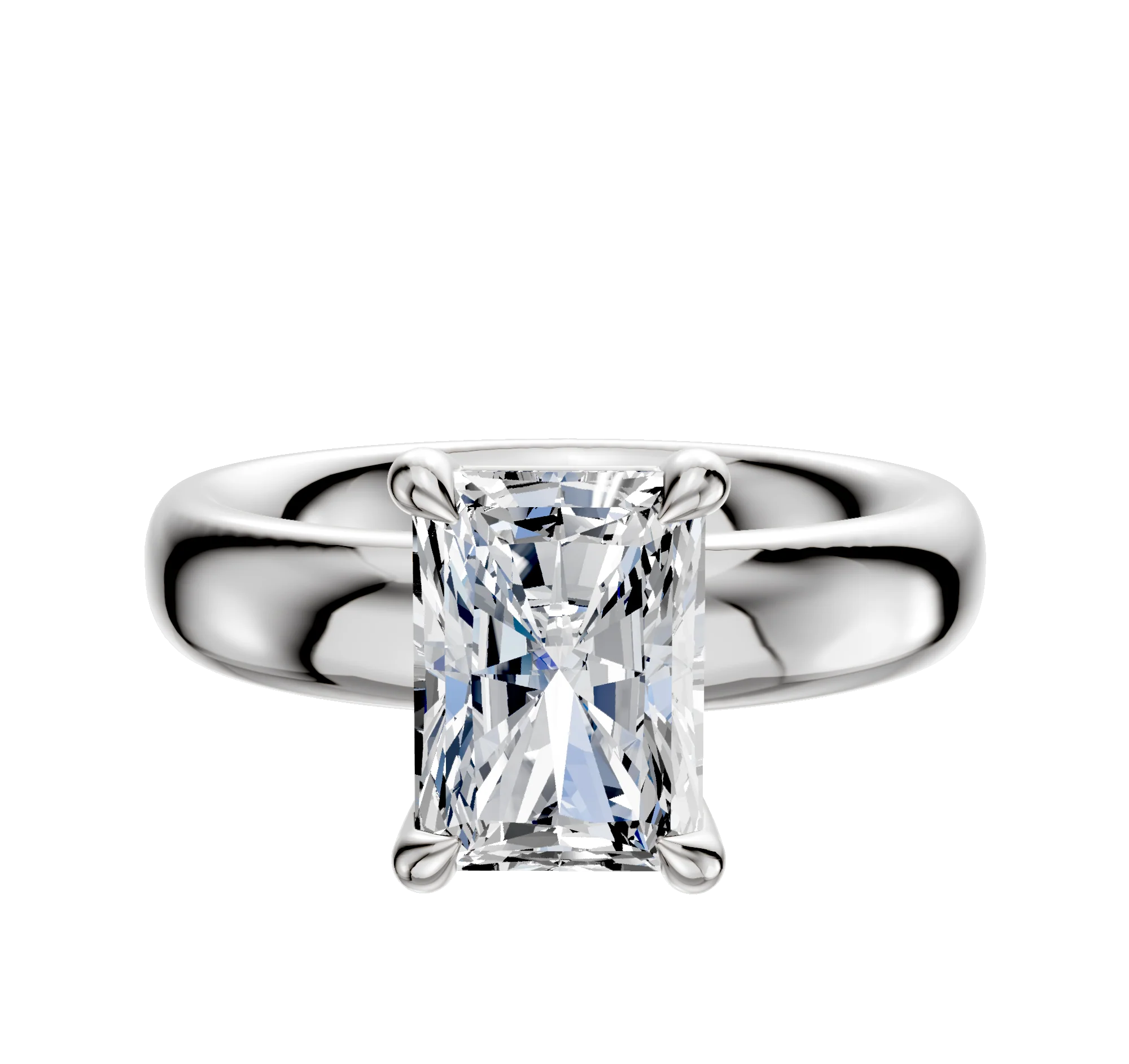 14K White Gold 4 Prong Basket Classic Dome 4.0mm Engagement Ring