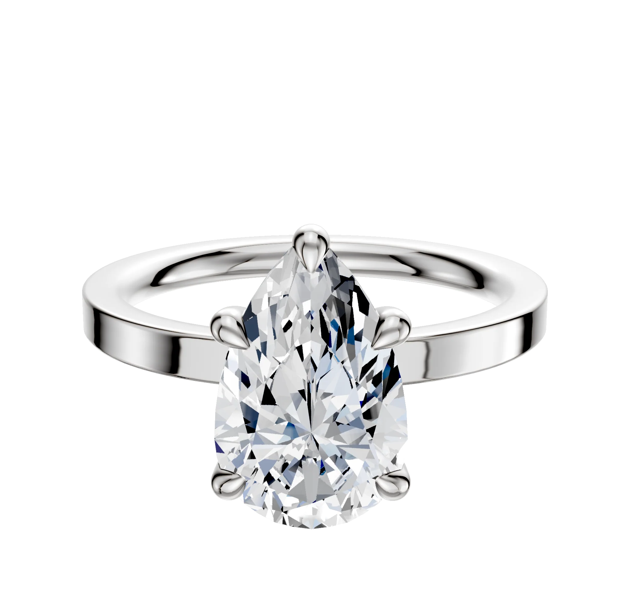 14K White Gold 4 Prong Basket Classic Flat 2.0mm Engagement Ring