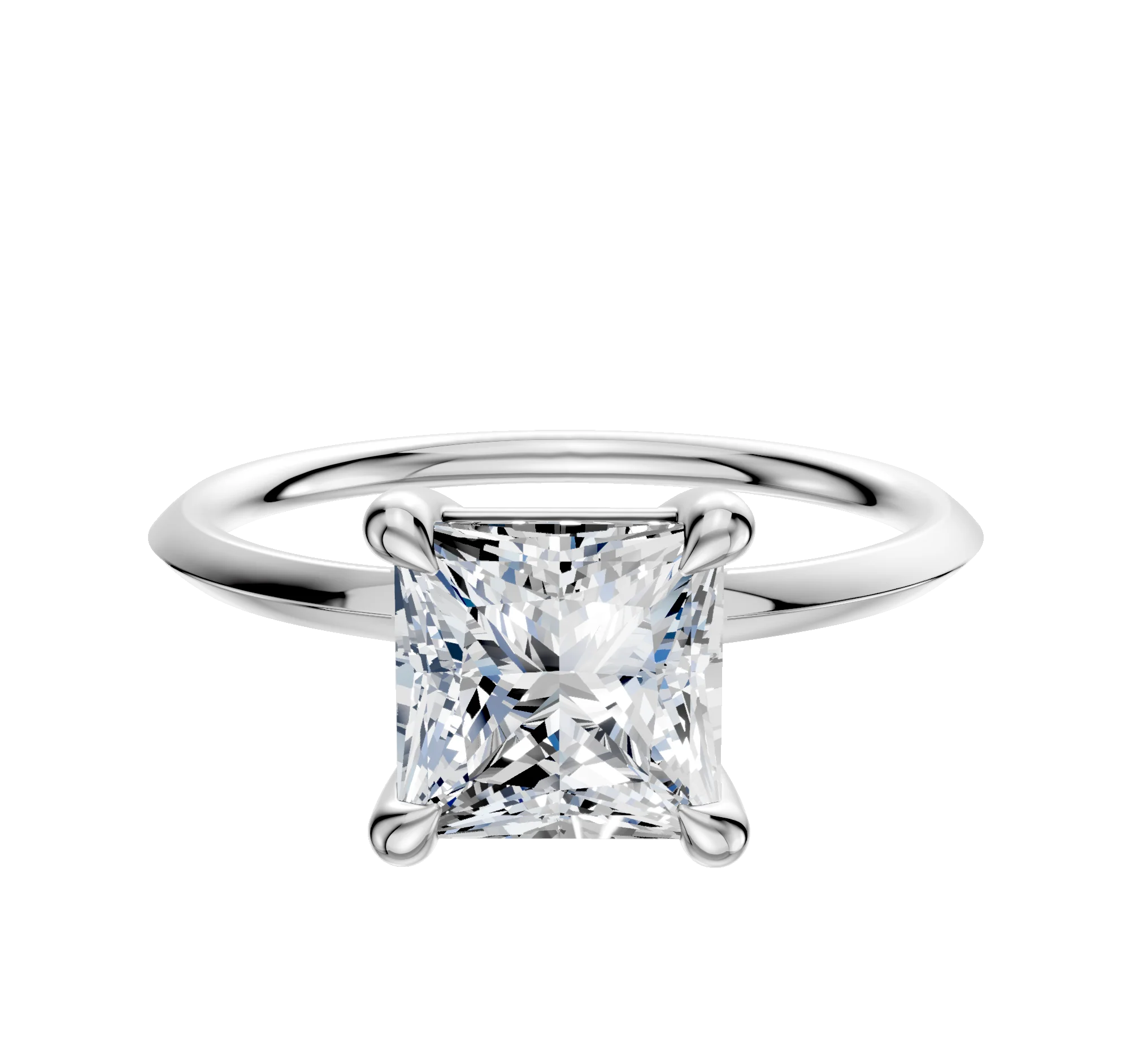 14K White Gold 4 Prong Basket Classic Knife Edge 1.5mm Engagement Ring