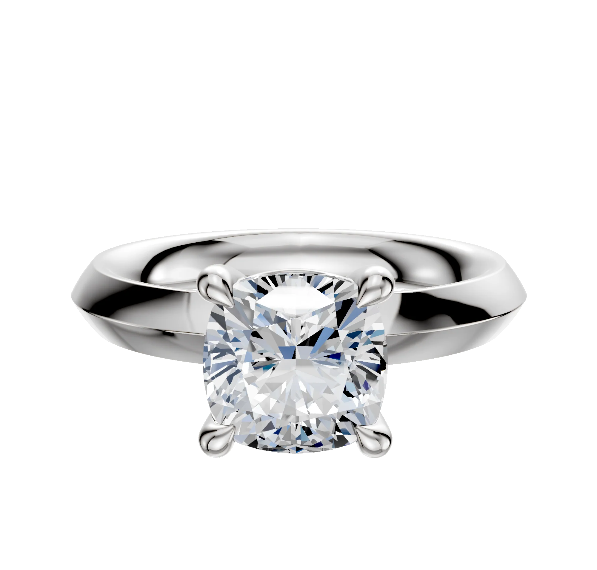 14K White Gold 4 Prong Basket Classic Knife Edge 3.0mm Engagement Ring
