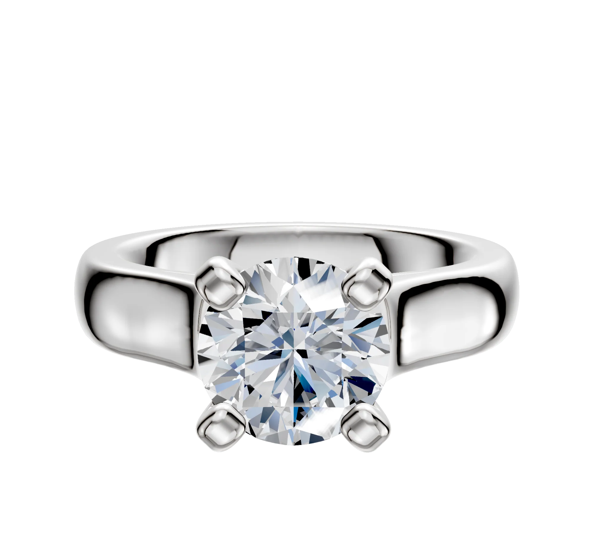14K White Gold 4 Prong Cathedral Dome 4.0mm Engagement Ring