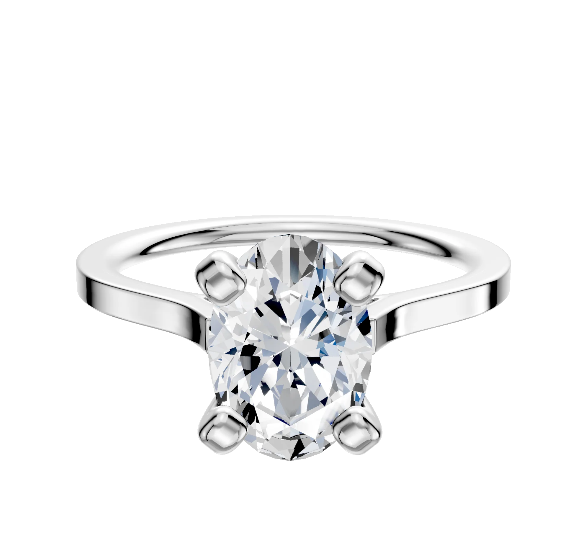 14K White Gold 4 Prong Cathedral Flat 1.5mm Engagement Ring