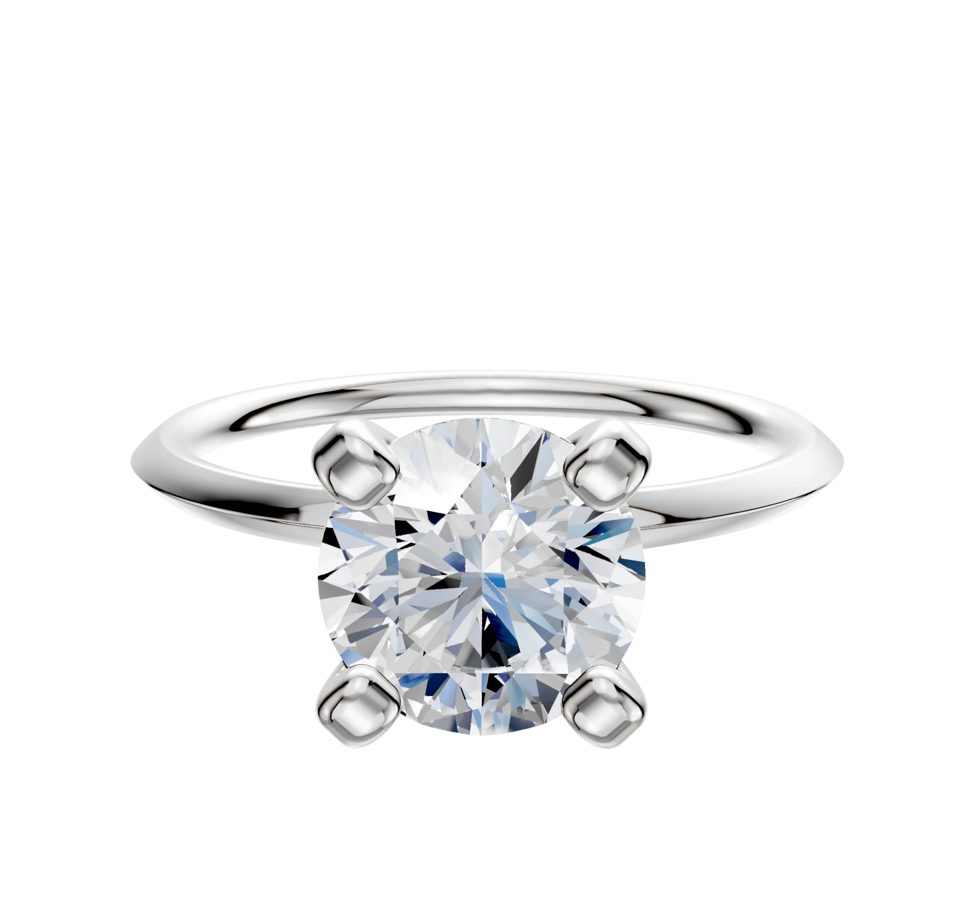 14K White Gold 4 Prong Classic Knife Edge 1.5mm Engagement Ring