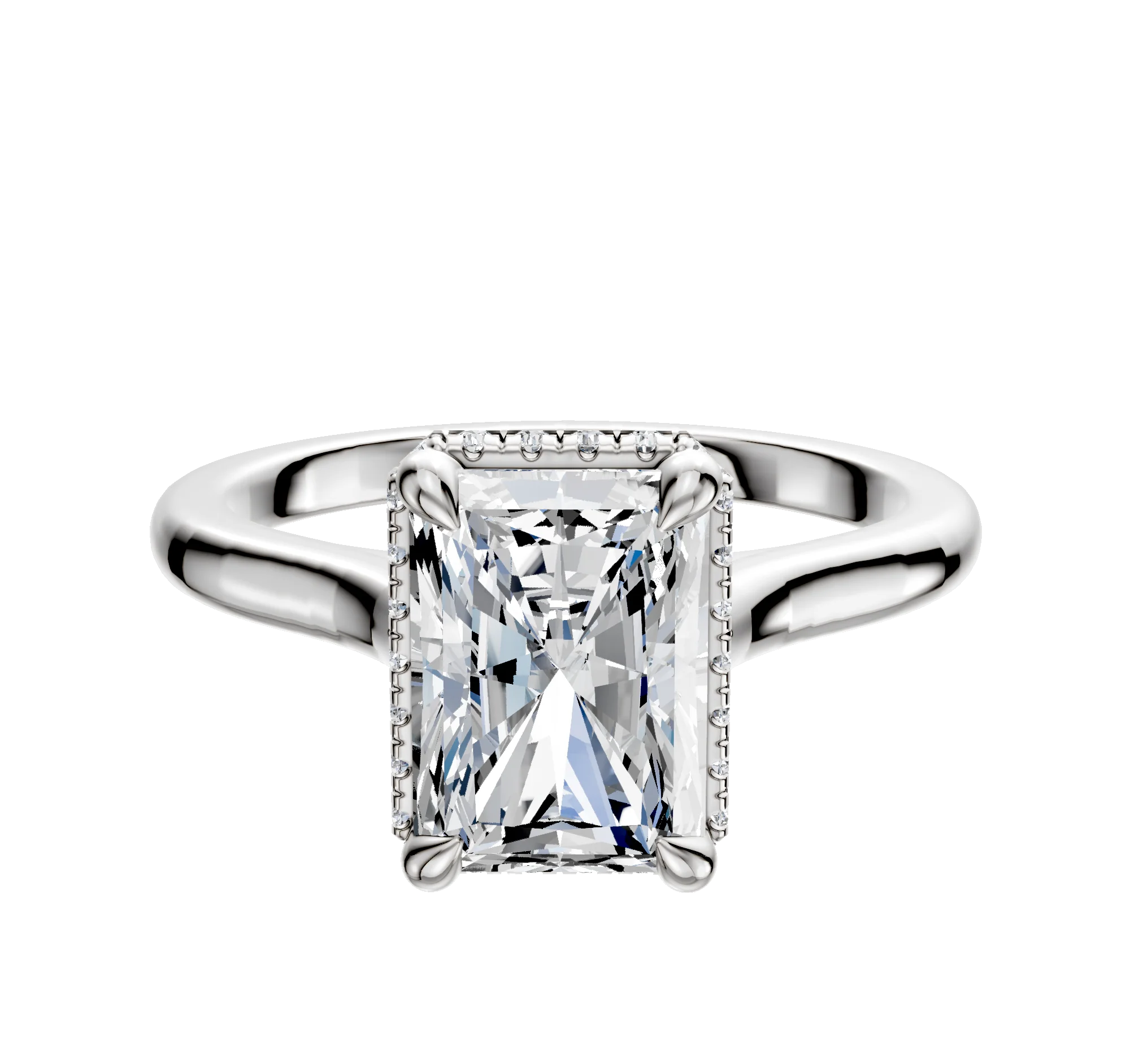 14K White Gold 4 Prong Collar Cathedral Dome 2.0mm Engagement Ring