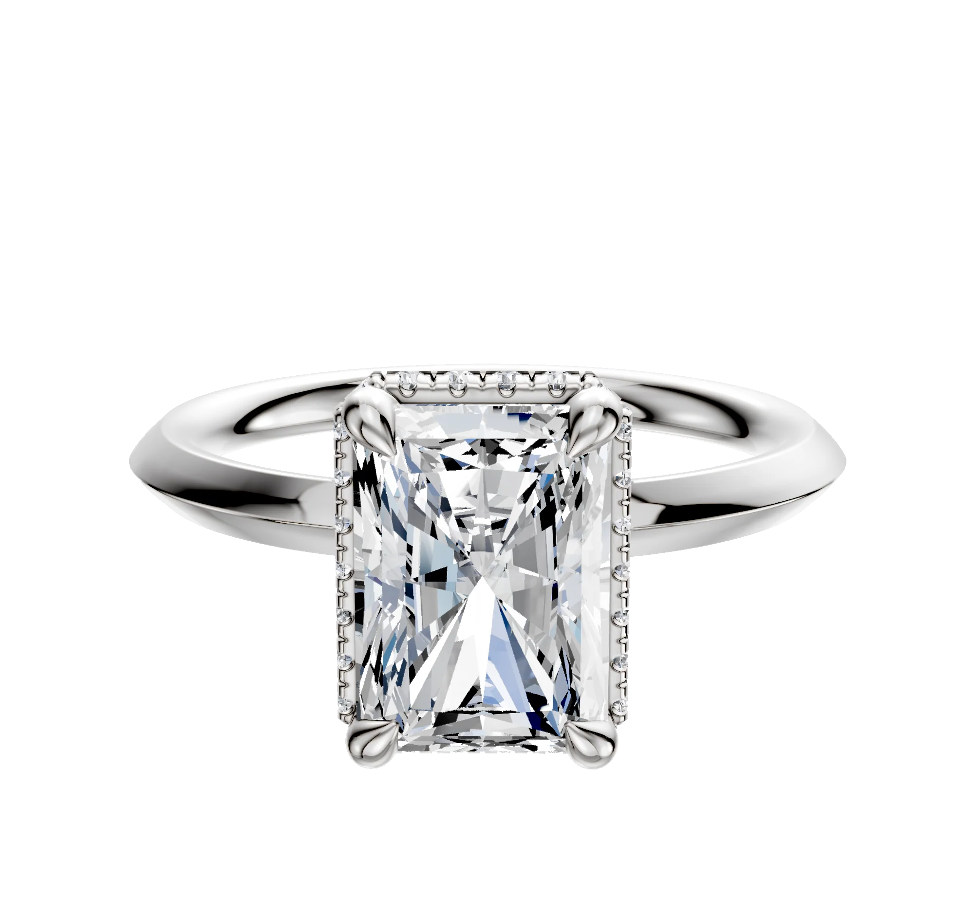 14K White Gold 4 Prong Collar Classic Knife Edge 2.0mm Engagement Ring