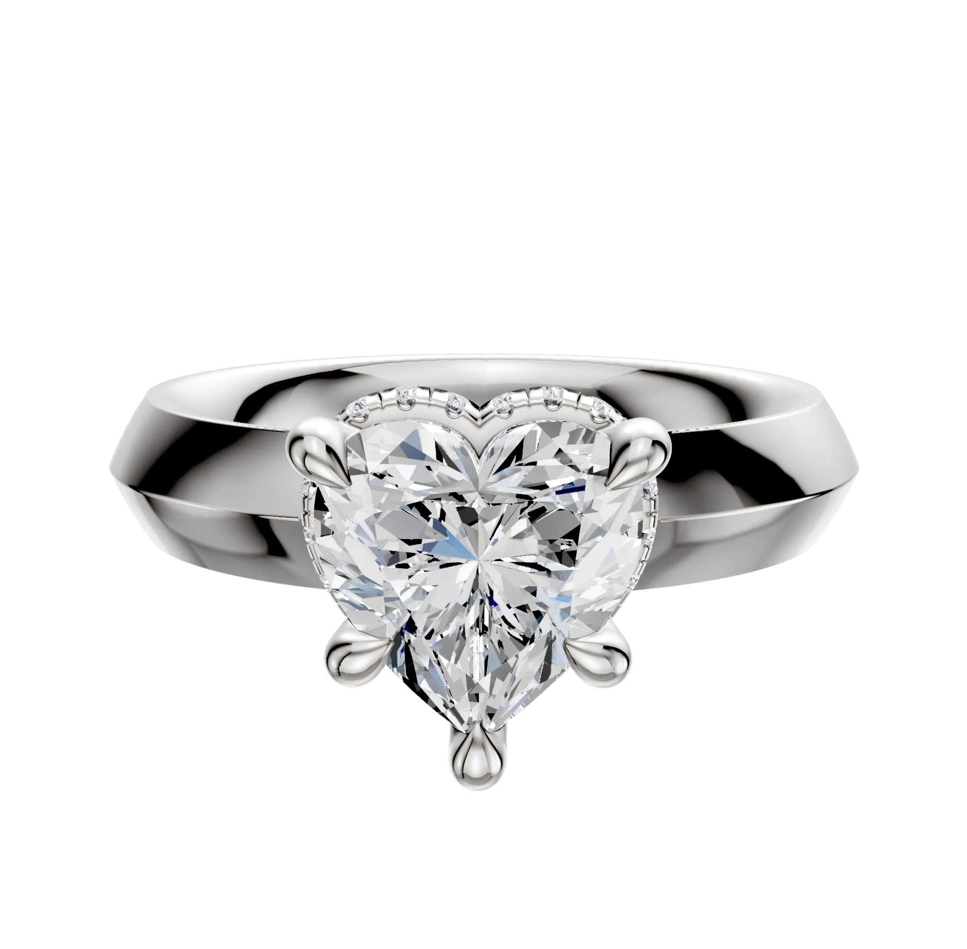 14K White Gold 4 Prong Collar Classic Knife Edge 4.0mm Engagement Ring