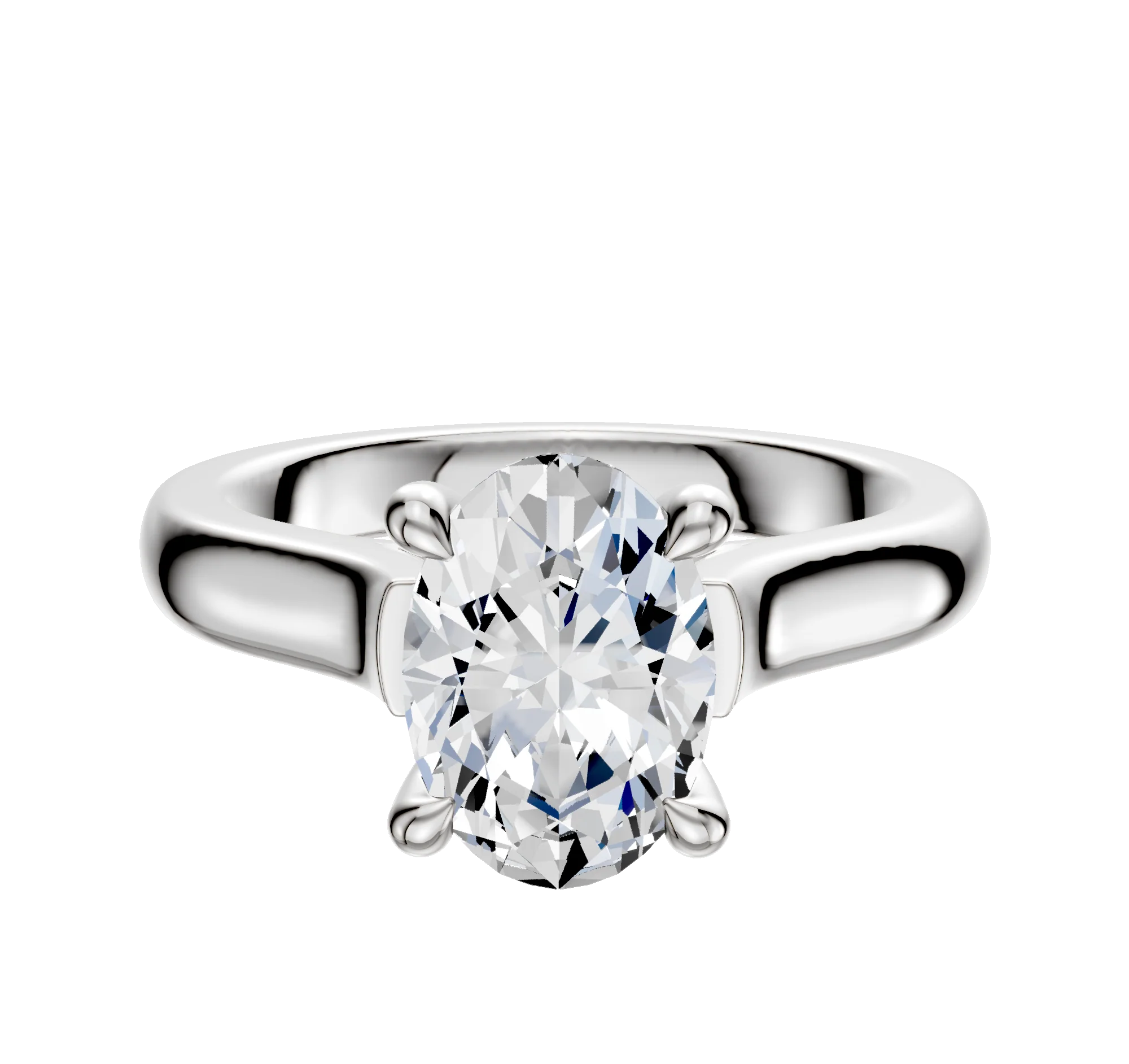 14K White Gold 4 Prong Hidden Halo Cathedral Dome 3.0mm Engagement Ring