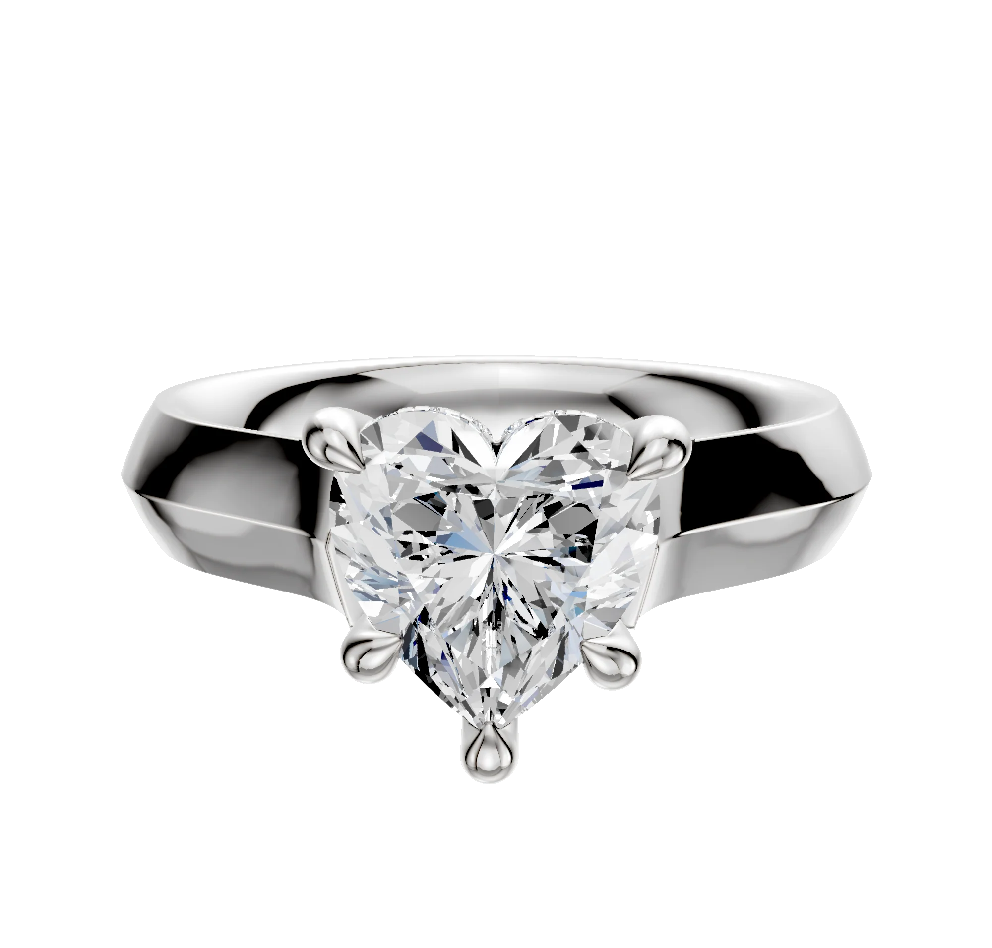 14K White Gold 4 Prong Hidden Halo Cathedral Knife Edge 4.0mm Engagement Ring
