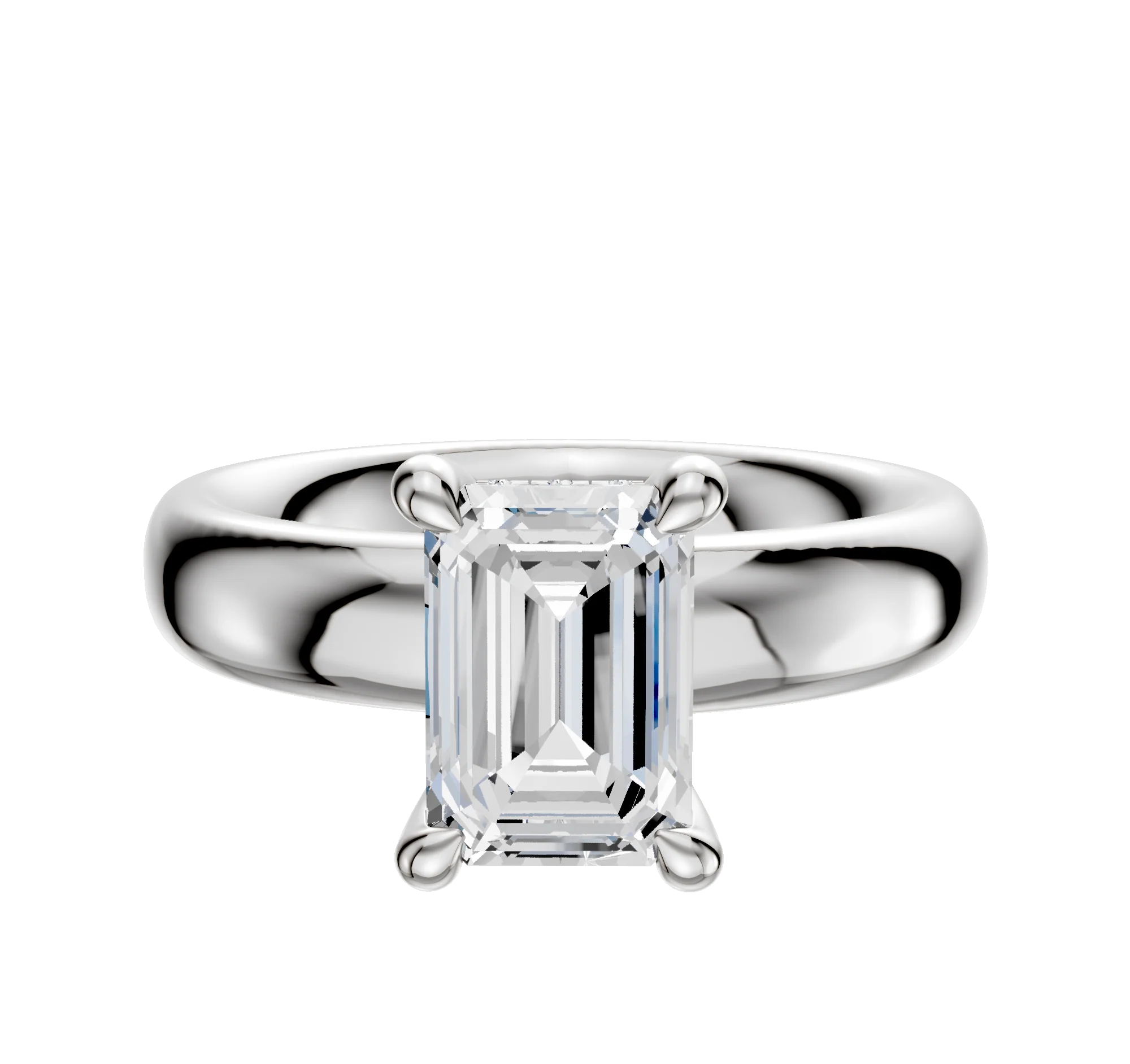 14K White Gold 4 Prong Hidden Halo Classic Dome 4.0mm Engagement Ring