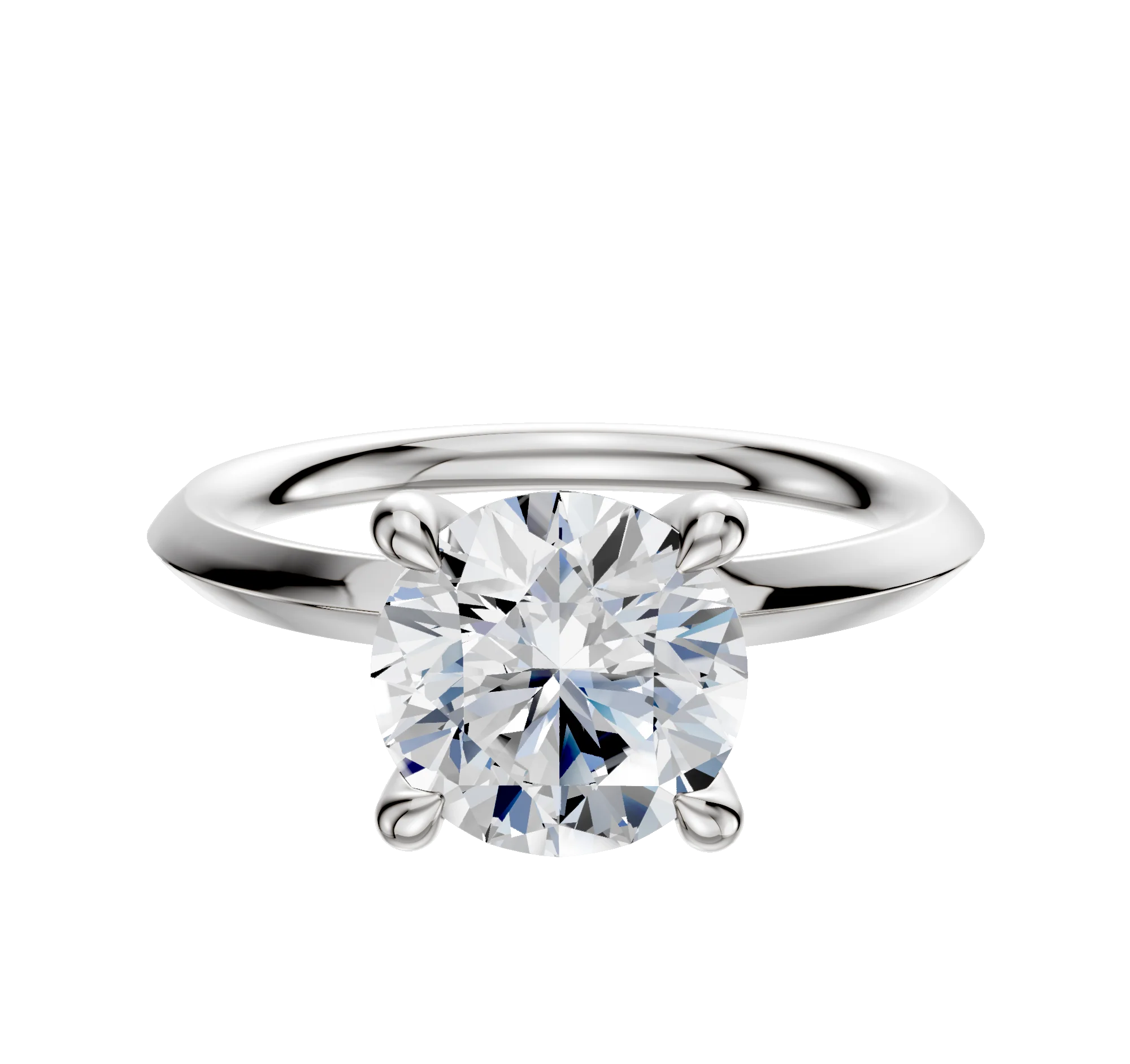 14K White Gold 4 Prong Hidden Halo Classic Knife Edge 2.0mm Engagement Ring