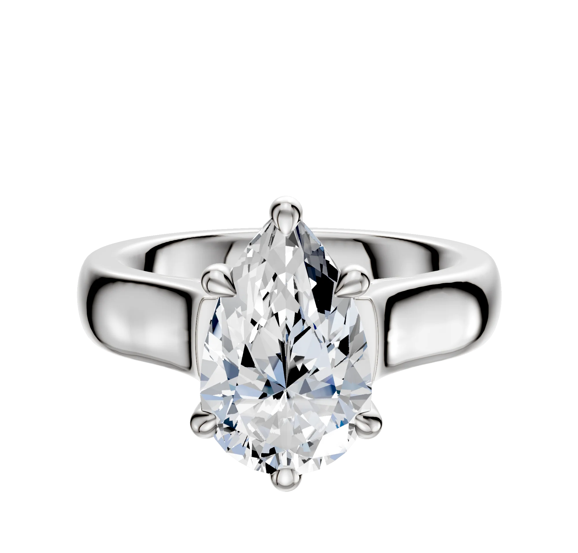 14K White Gold 6 Prong Basket Cathedral Dome 4.0mm Engagement Ring