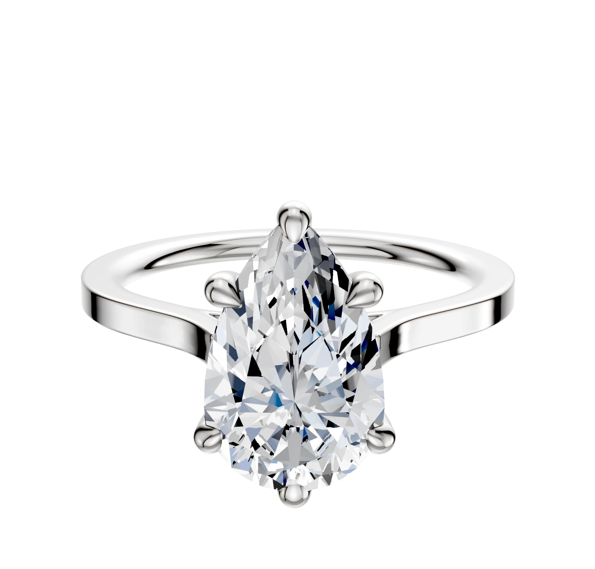 14K White Gold 6 Prong Basket Cathedral Flat 1.5mm Engagement Ring