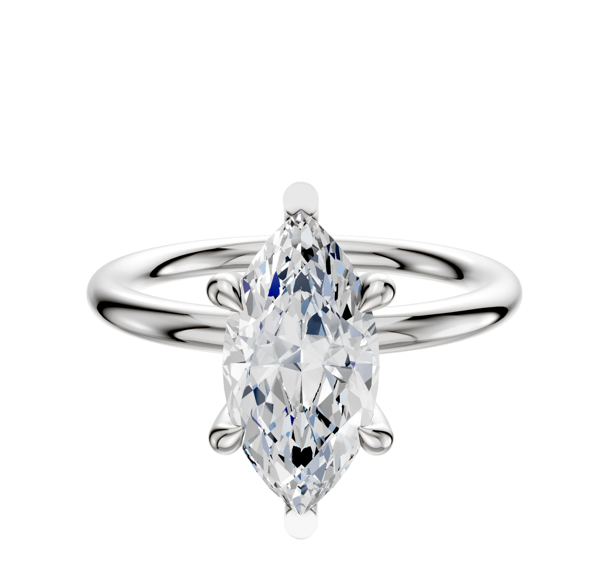 14K White Gold 6 Prong Basket Classic Dome 2.0mm Engagement Ring