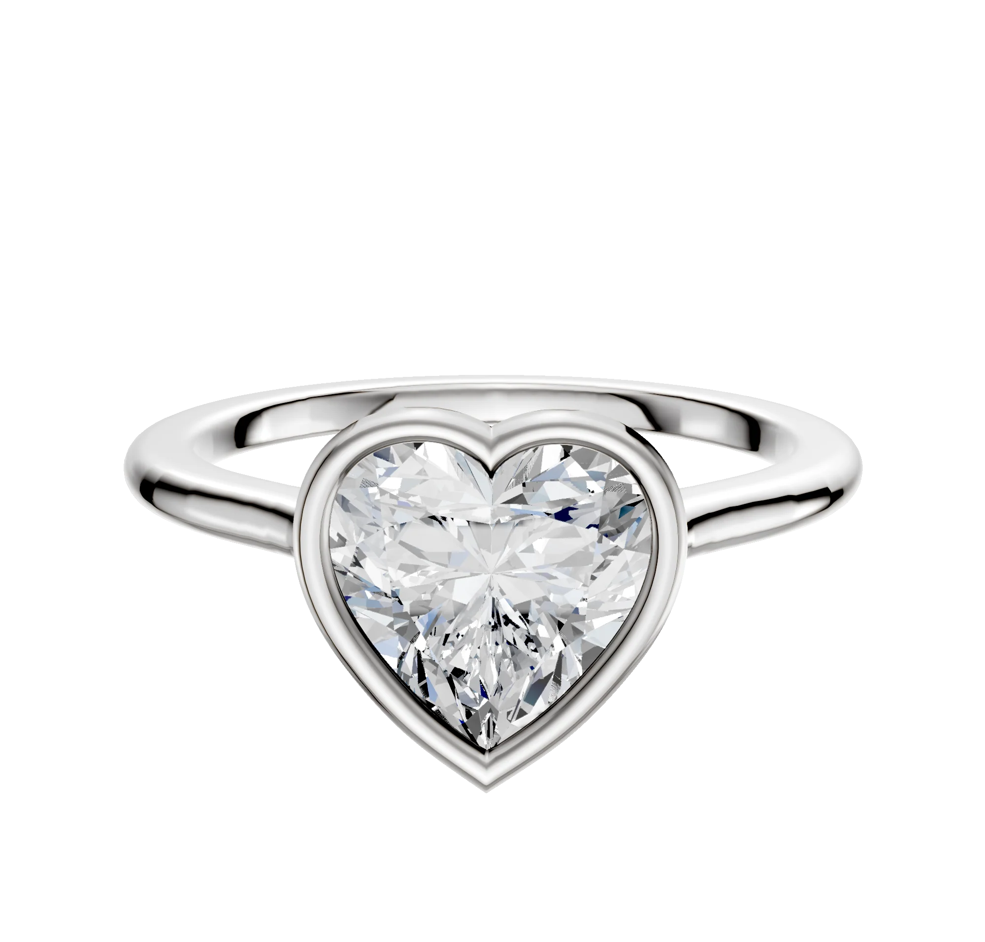 14K White Gold Bezel Full Bezel East/West Cathedral Dome 1.5mm Engagement Ring