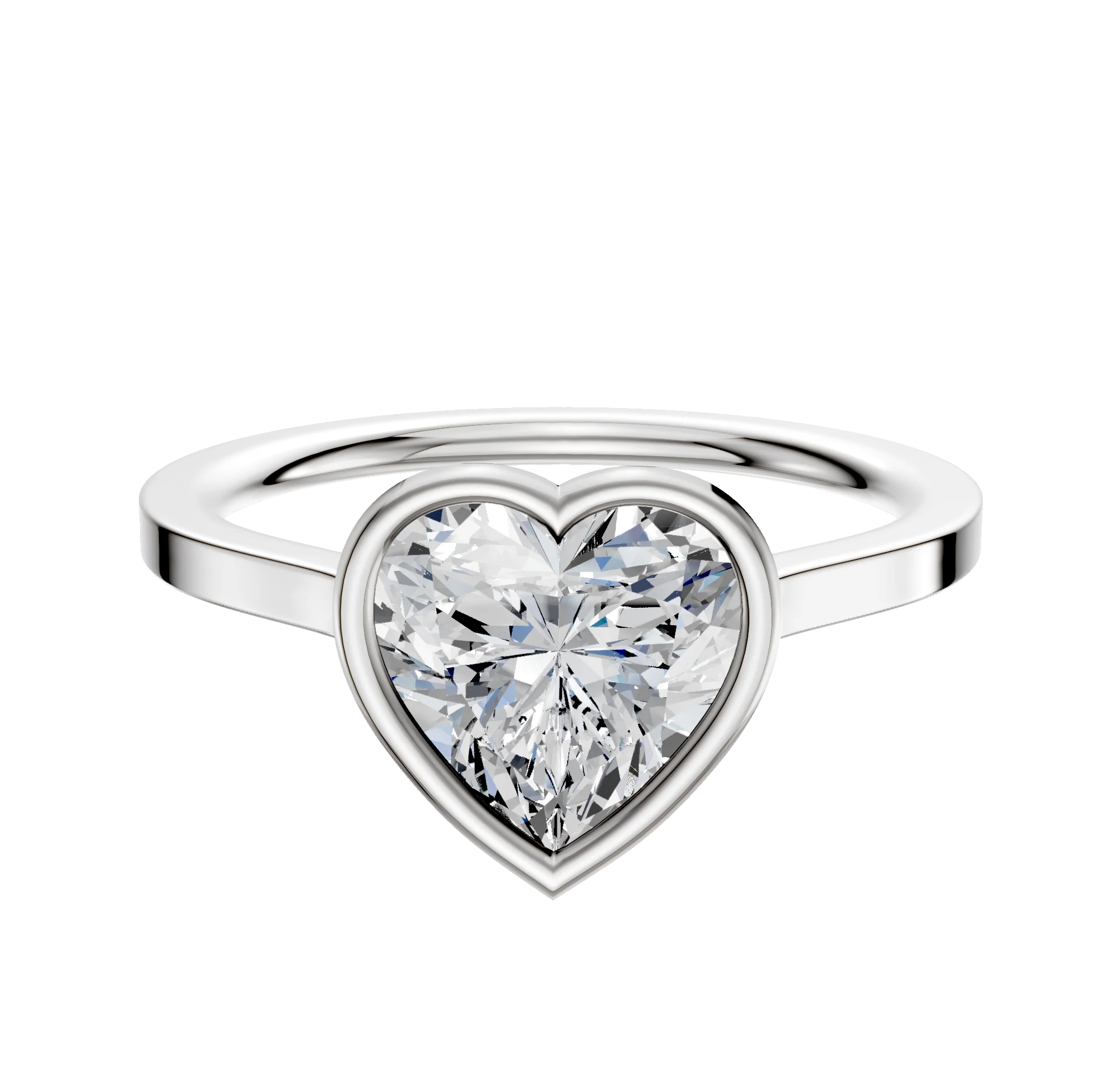 14K White Gold Bezel Full Bezel East/West Cathedral Flat 1.5mm Engagement Ring