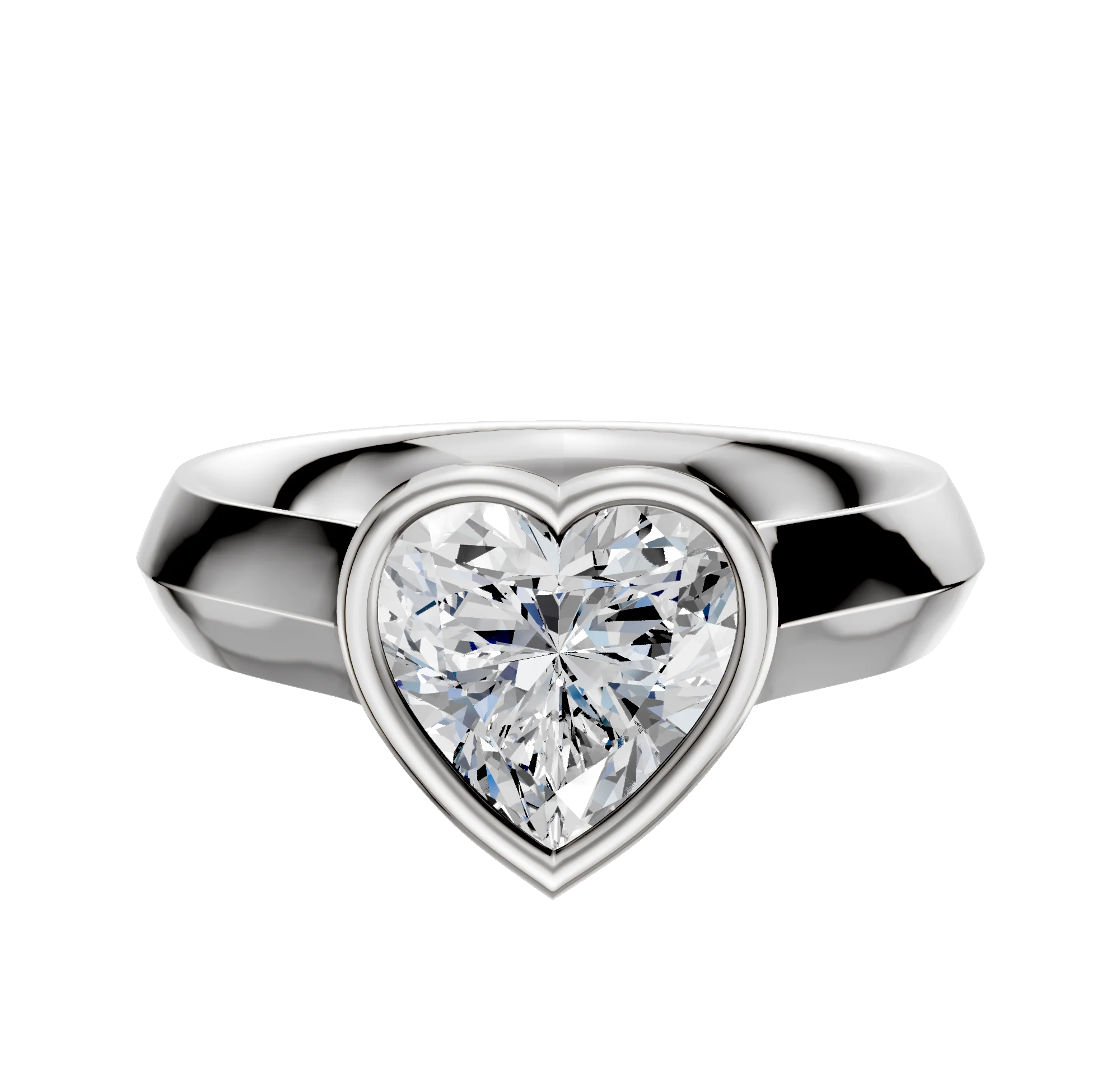 14K White Gold Bezel Full Bezel East/West Cathedral Knife Edge 4.0mm Engagement Ring