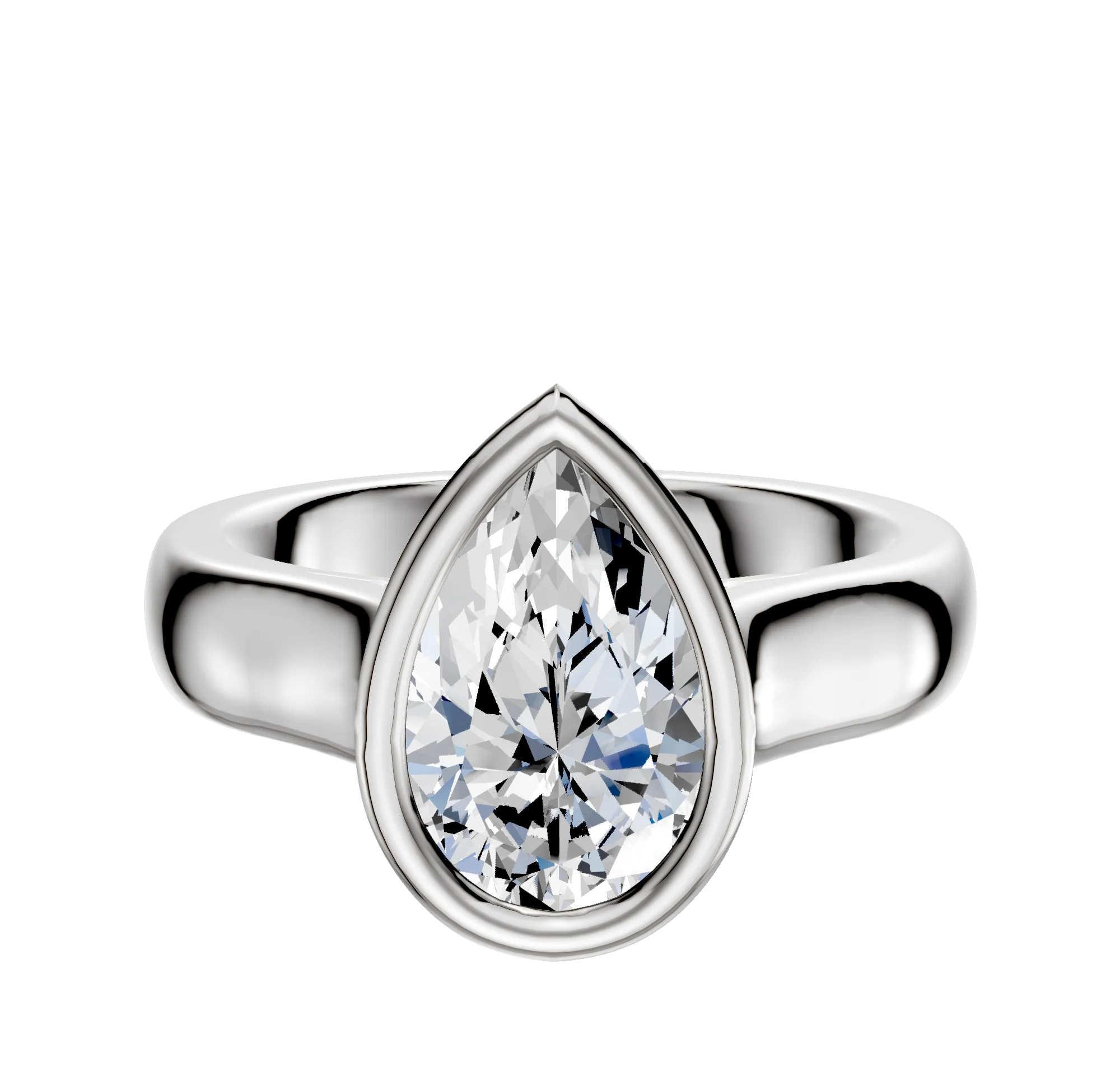 14K White Gold Bezel Full Bezel North/South Cathedral Dome 4.0mm Engagement Ring