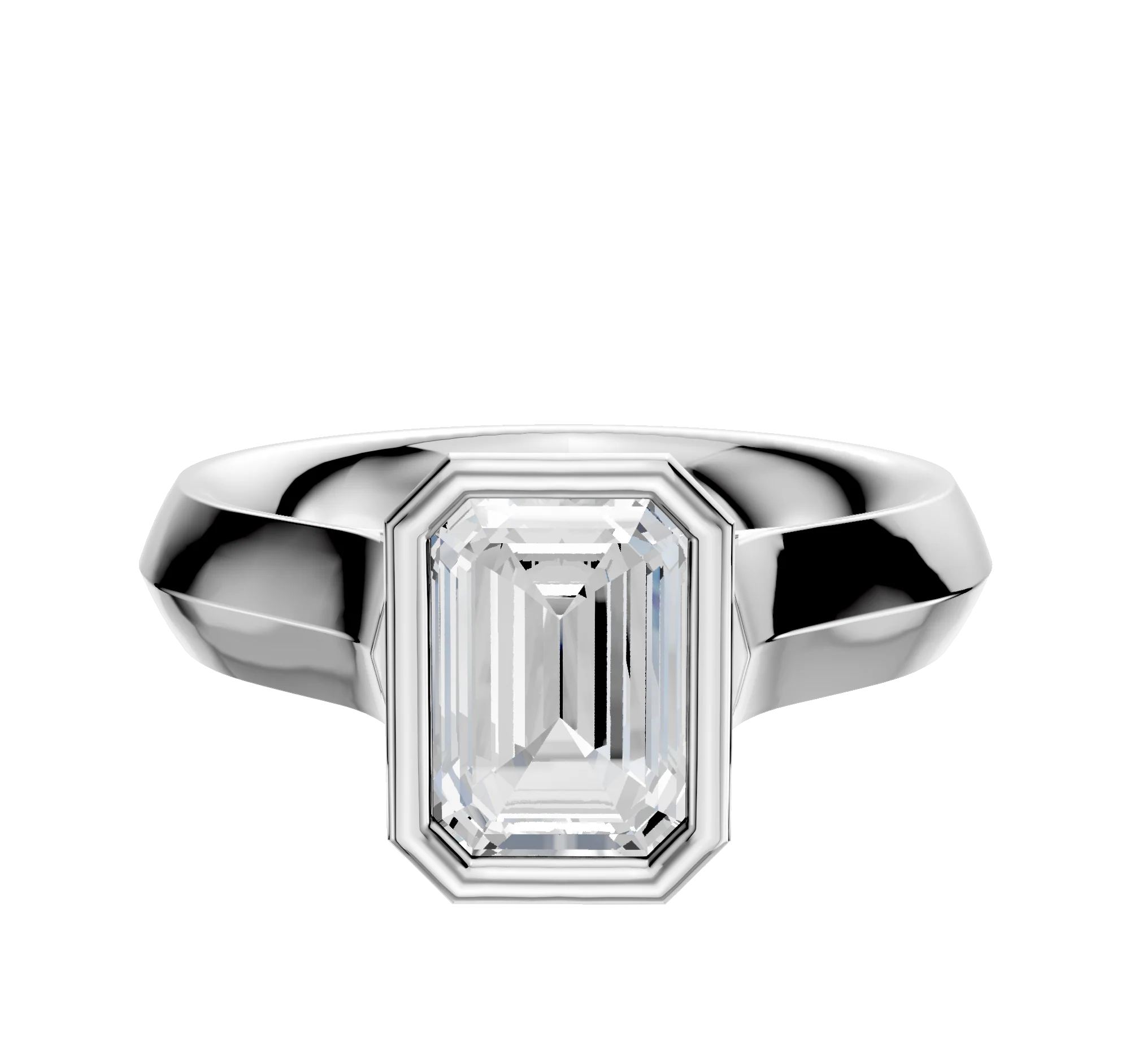 14K White Gold Bezel Full Bezel North/South Cathedral Knife Edge 4.0mm Engagement Ring