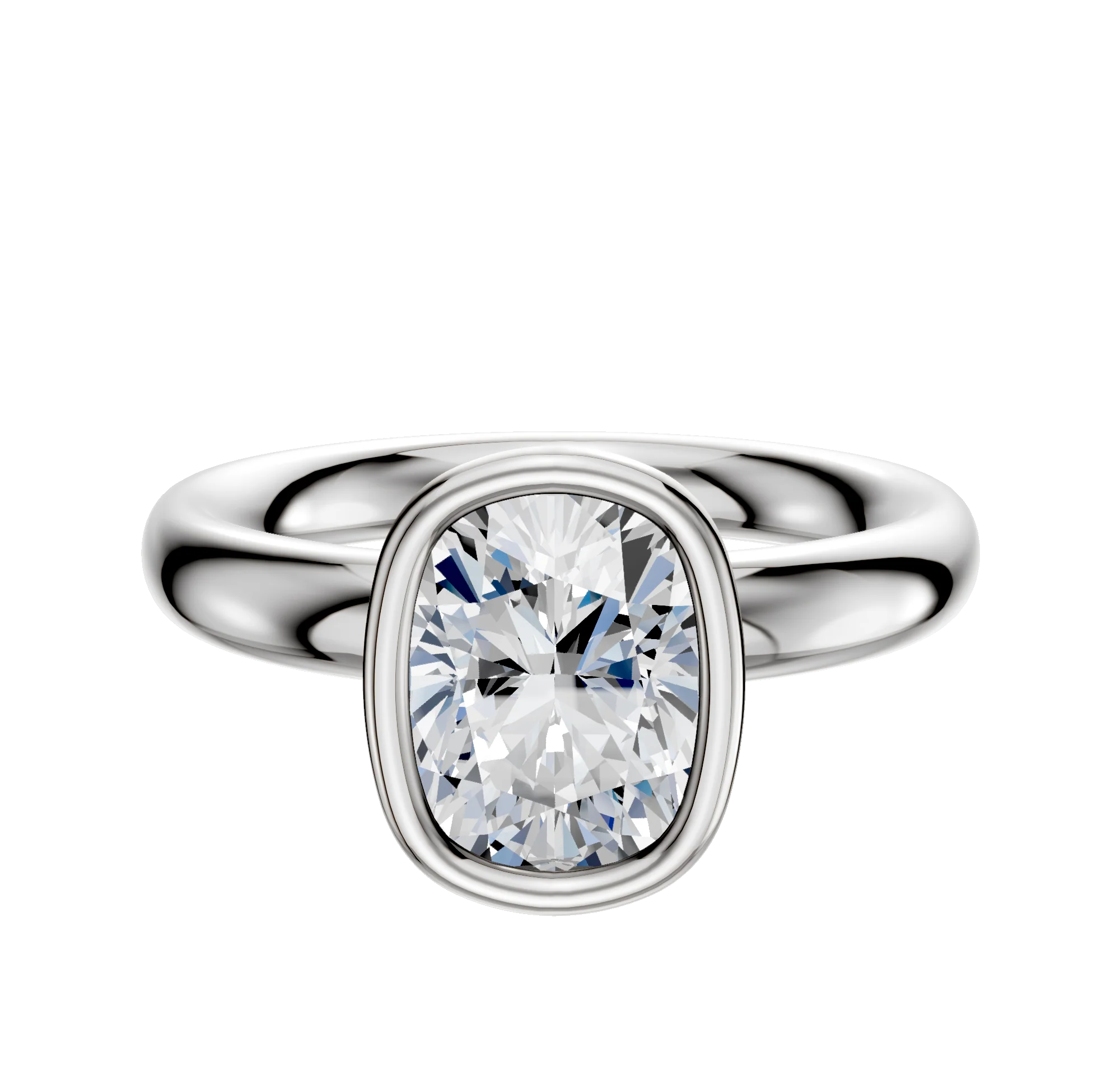 14K White Gold Bezel Full Bezel North/South Classic Dome 3.0mm Engagement Ring