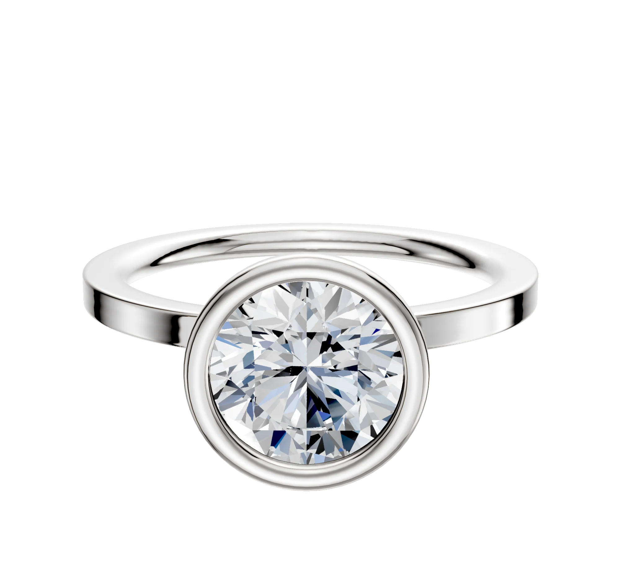 14K White Gold Bezel Full Bezel North/South Classic Flat 1.5mm Engagement Ring