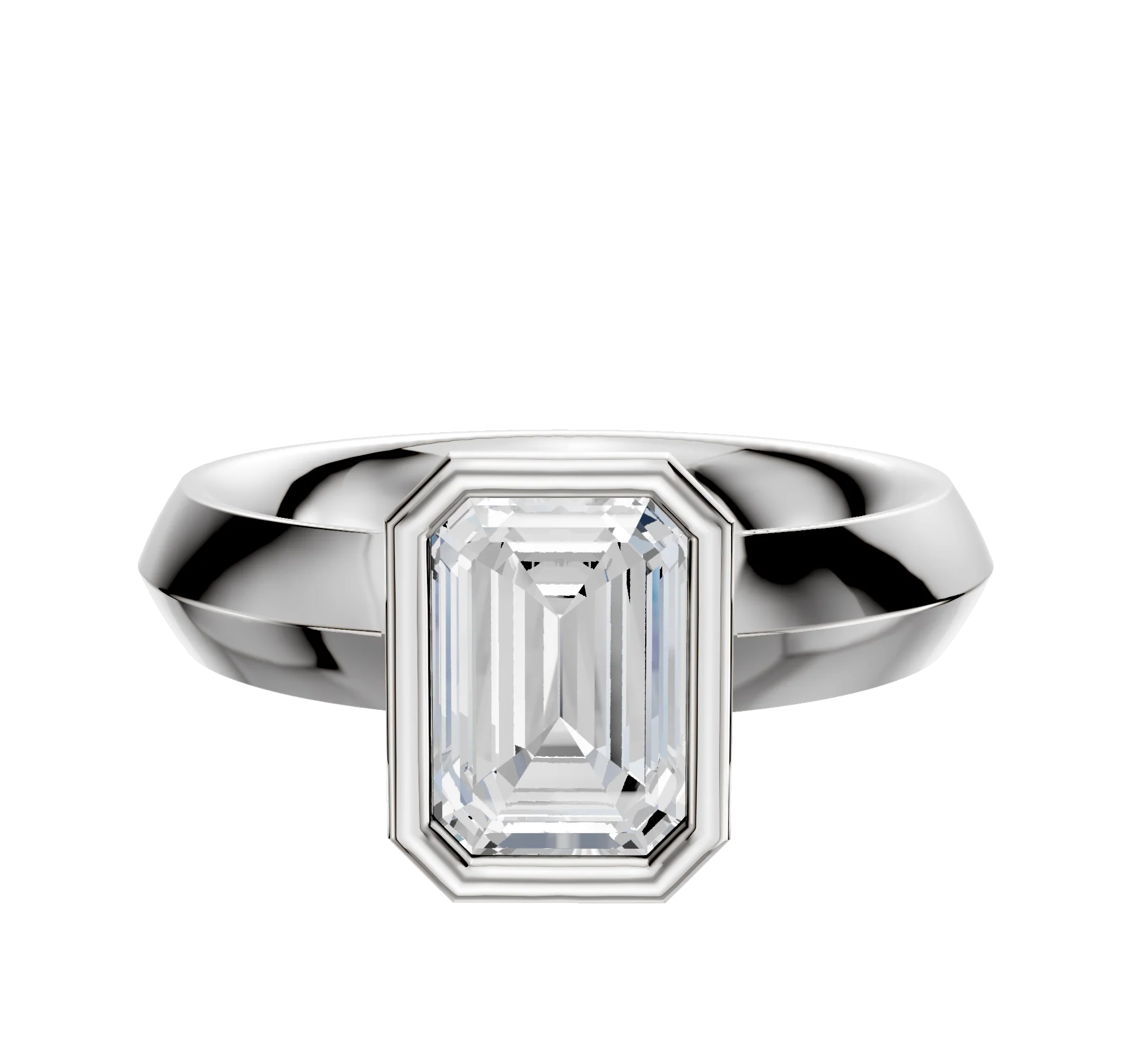 14K White Gold Bezel Full Bezel North/South Classic Knife Edge 4.0mm Engagement Ring