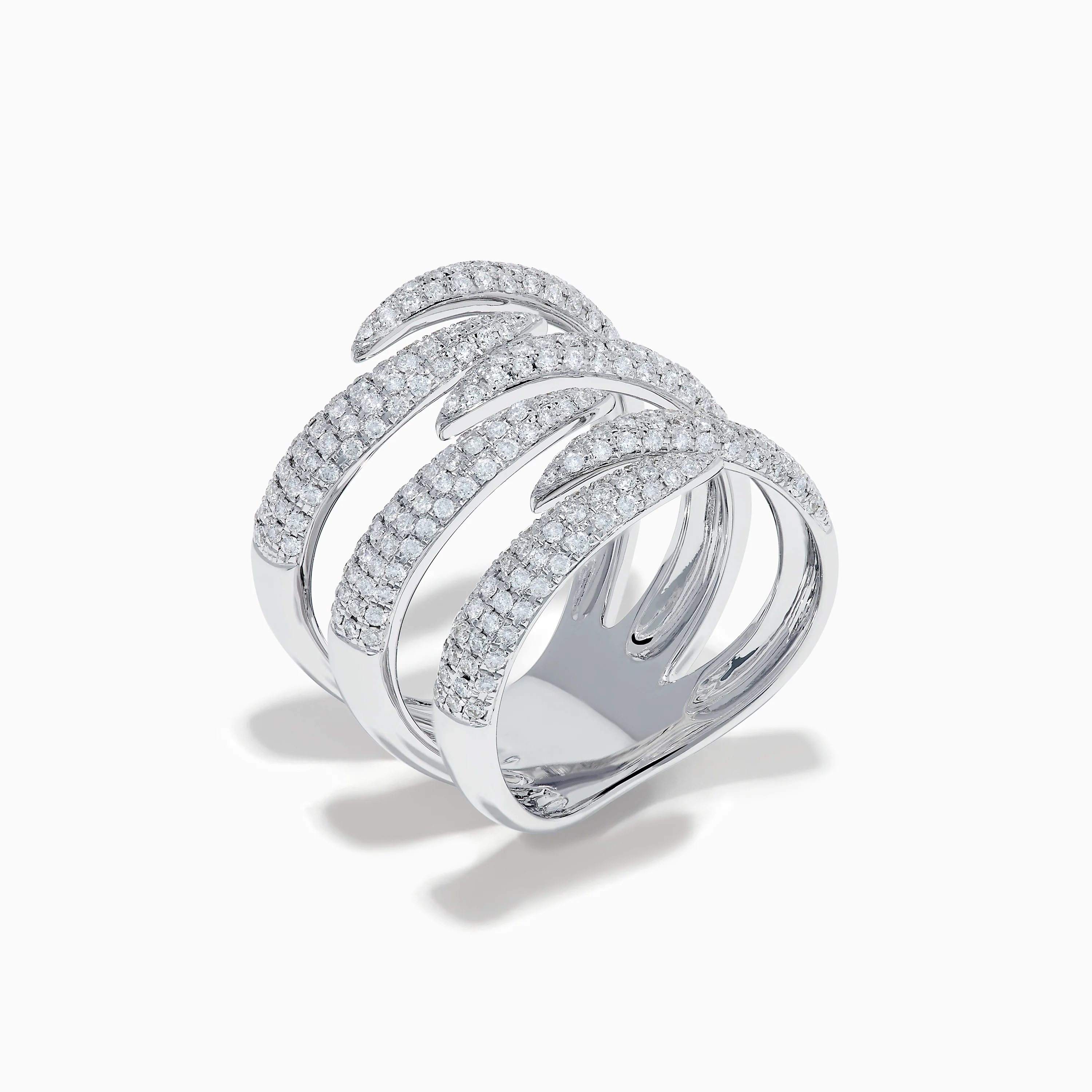 14K White Gold Diamond Claw Statement Ring - Image 4