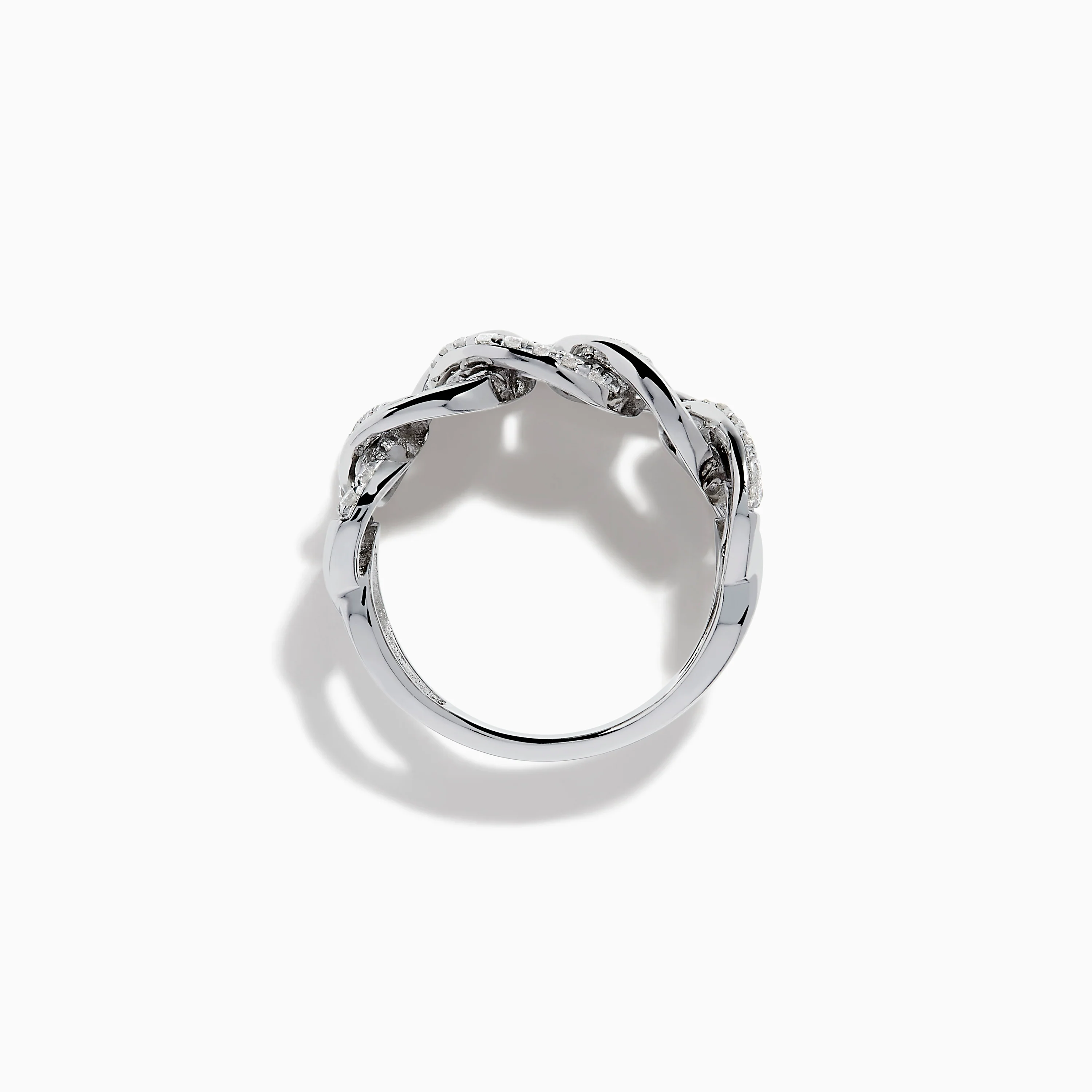 14K White Gold Diamond Interlocking Link Ring - Image 3