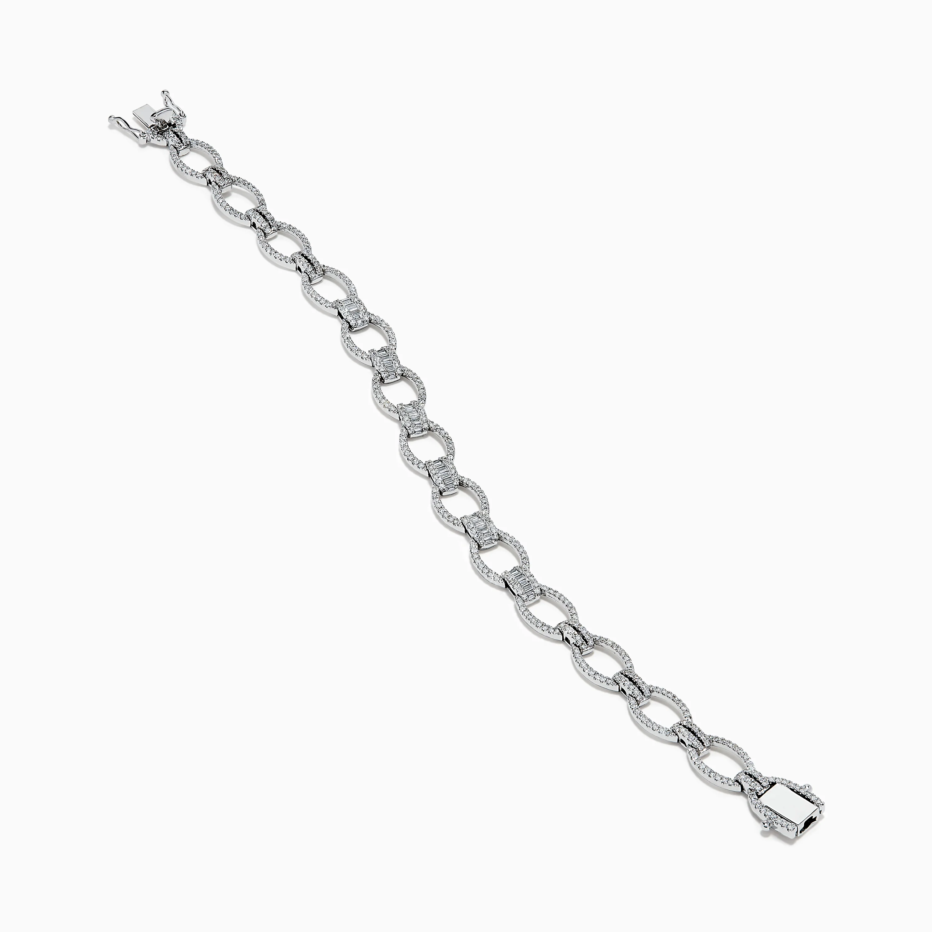 14K White Gold Diamond Oval Chain-Link Bracelet - Image 2