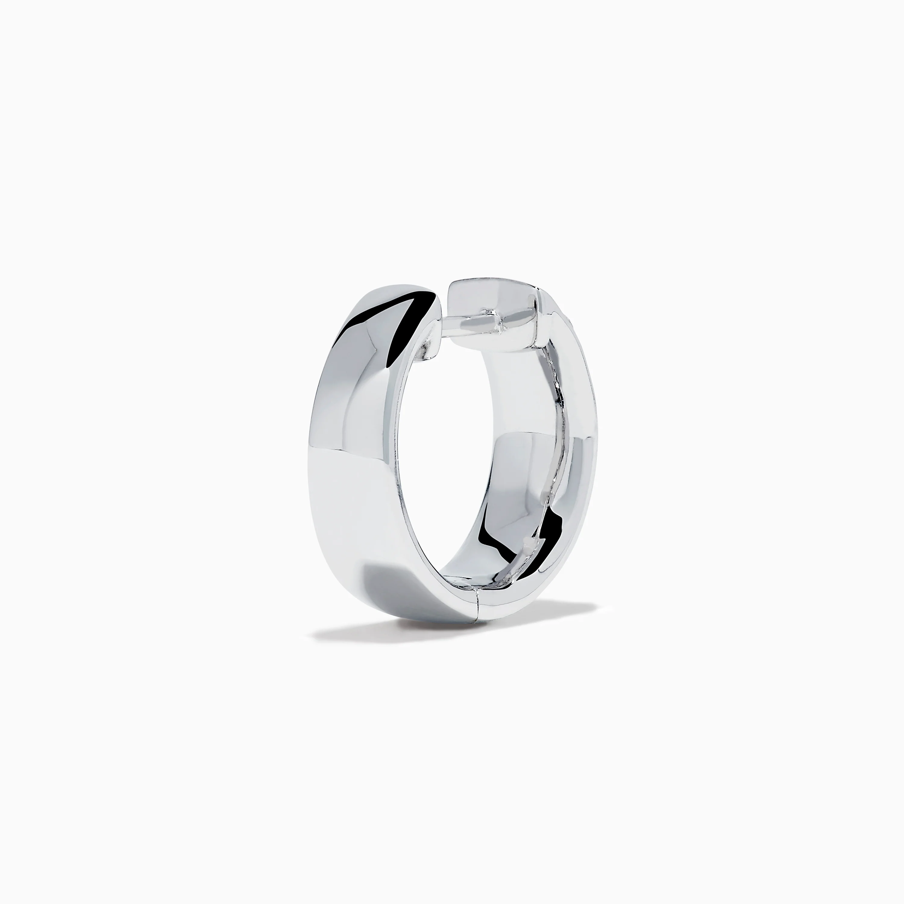 14K White Gold Diamond Three Row Pave Small Hoop Earrings - Image 4