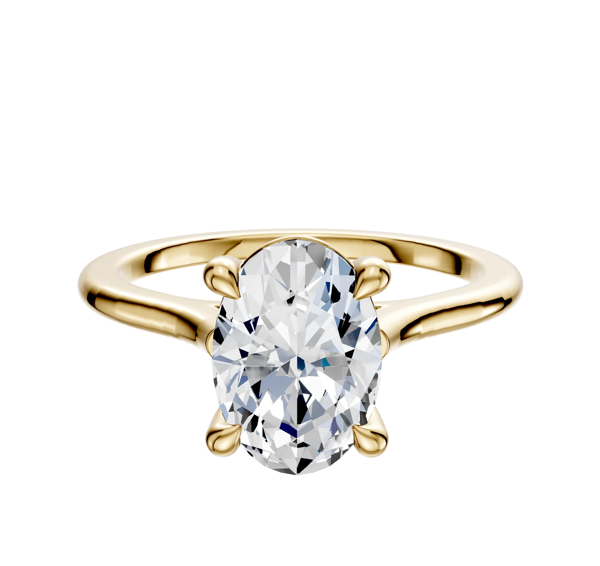 14K Yellow Gold 4 Prong Basket Cathedral Dome 1.5mm Engagement Ring