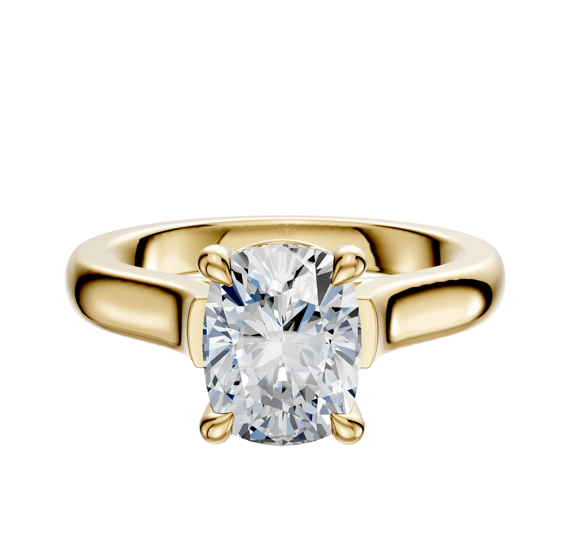 14K Yellow Gold 4 Prong Basket Cathedral Dome 3.0mm Engagement Ring