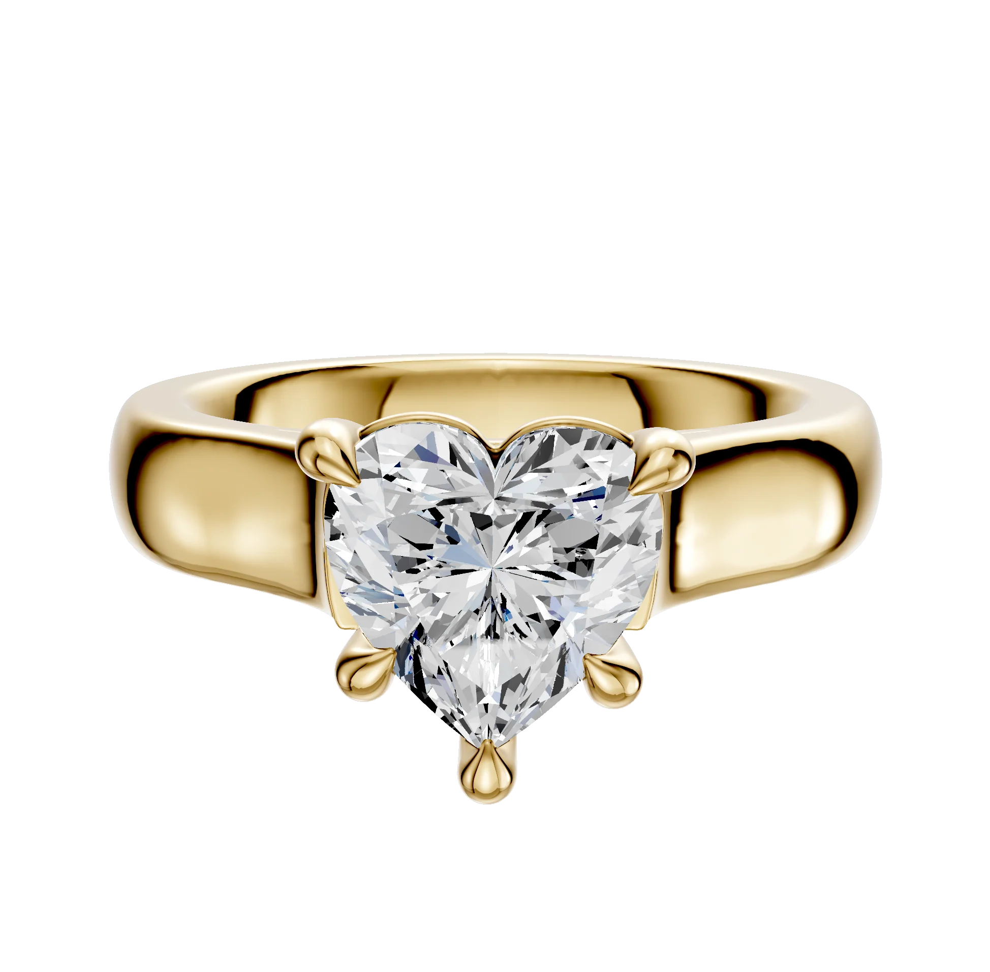 14K Yellow Gold 4 Prong Basket Cathedral Dome 4.0mm Engagement Ring