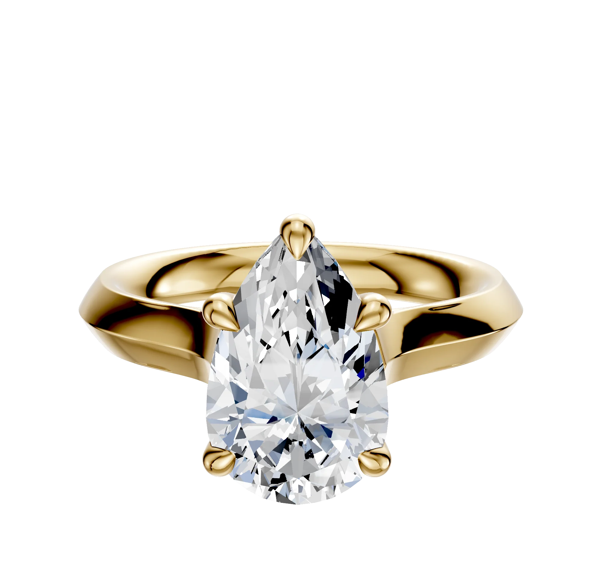 14K Yellow Gold 4 Prong Basket Cathedral Knife Edge 3.0mm Engagement Ring