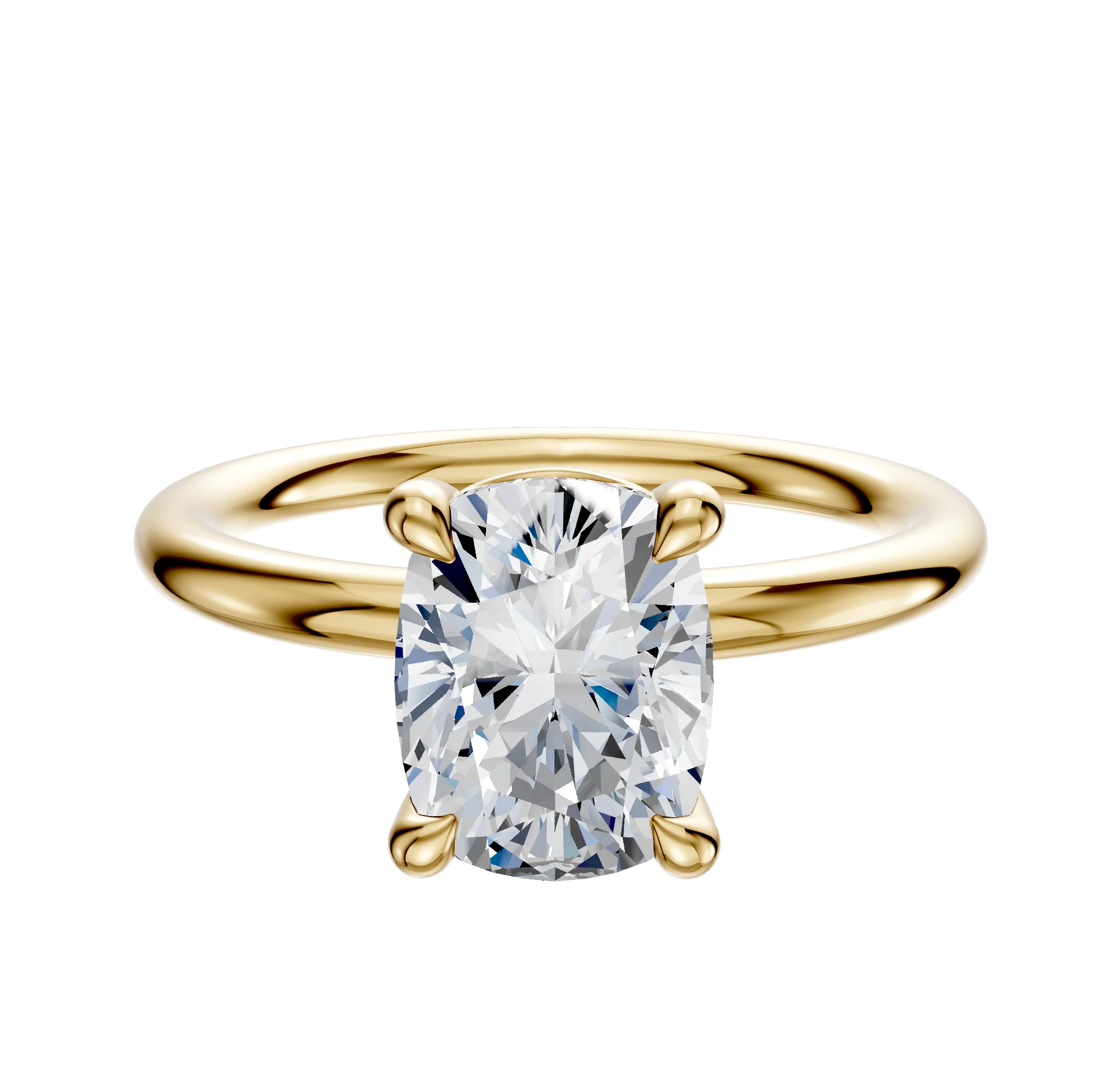 14K Yellow Gold 4 Prong Basket Classic Dome 2.0mm Engagement Ring