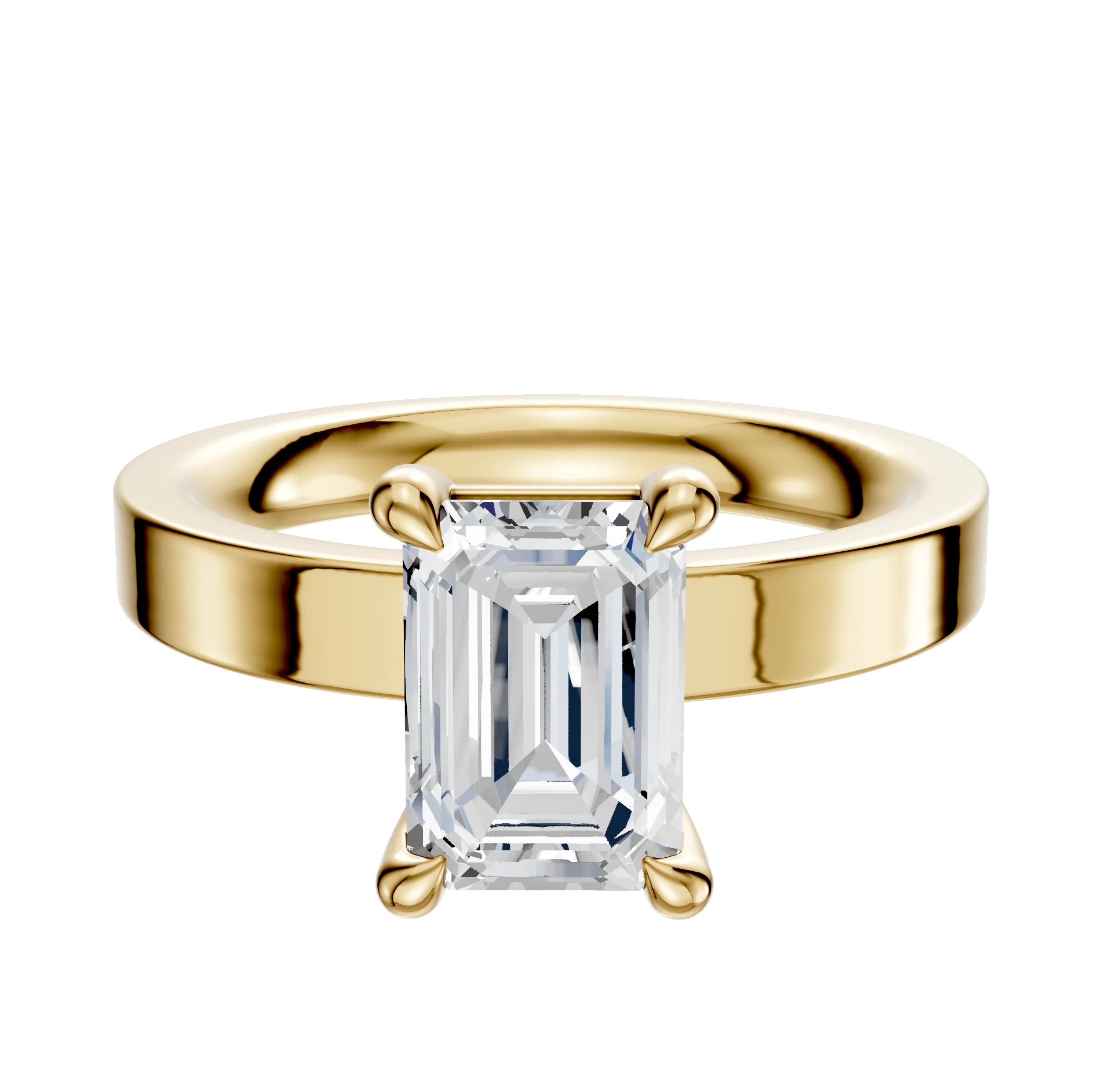 14K Yellow Gold 4 Prong Basket Classic Flat 3.0mm Engagement Ring