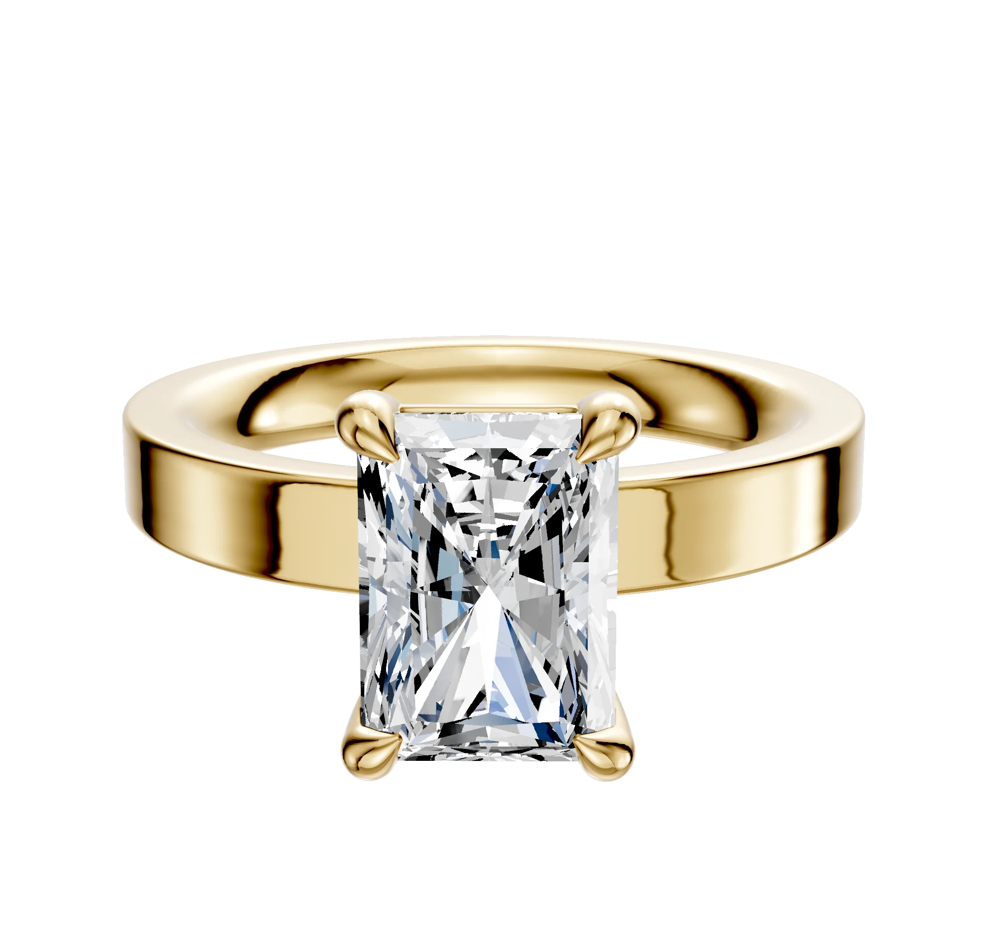 14K Yellow Gold 4 Prong Basket Classic Flat 3.0mm Engagement Ring