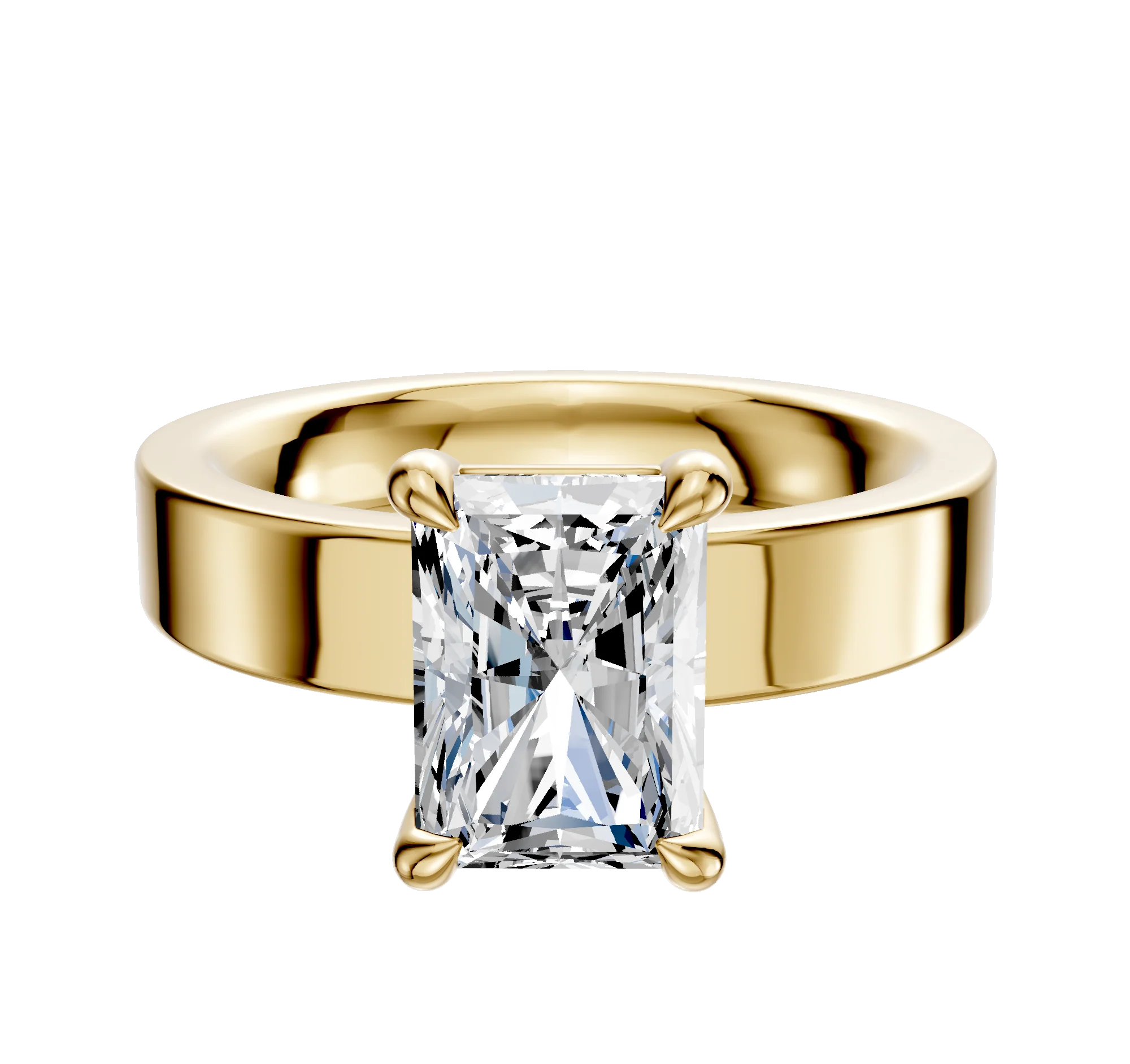 14K Yellow Gold 4 Prong Basket Classic Flat 4.0mm Engagement Ring