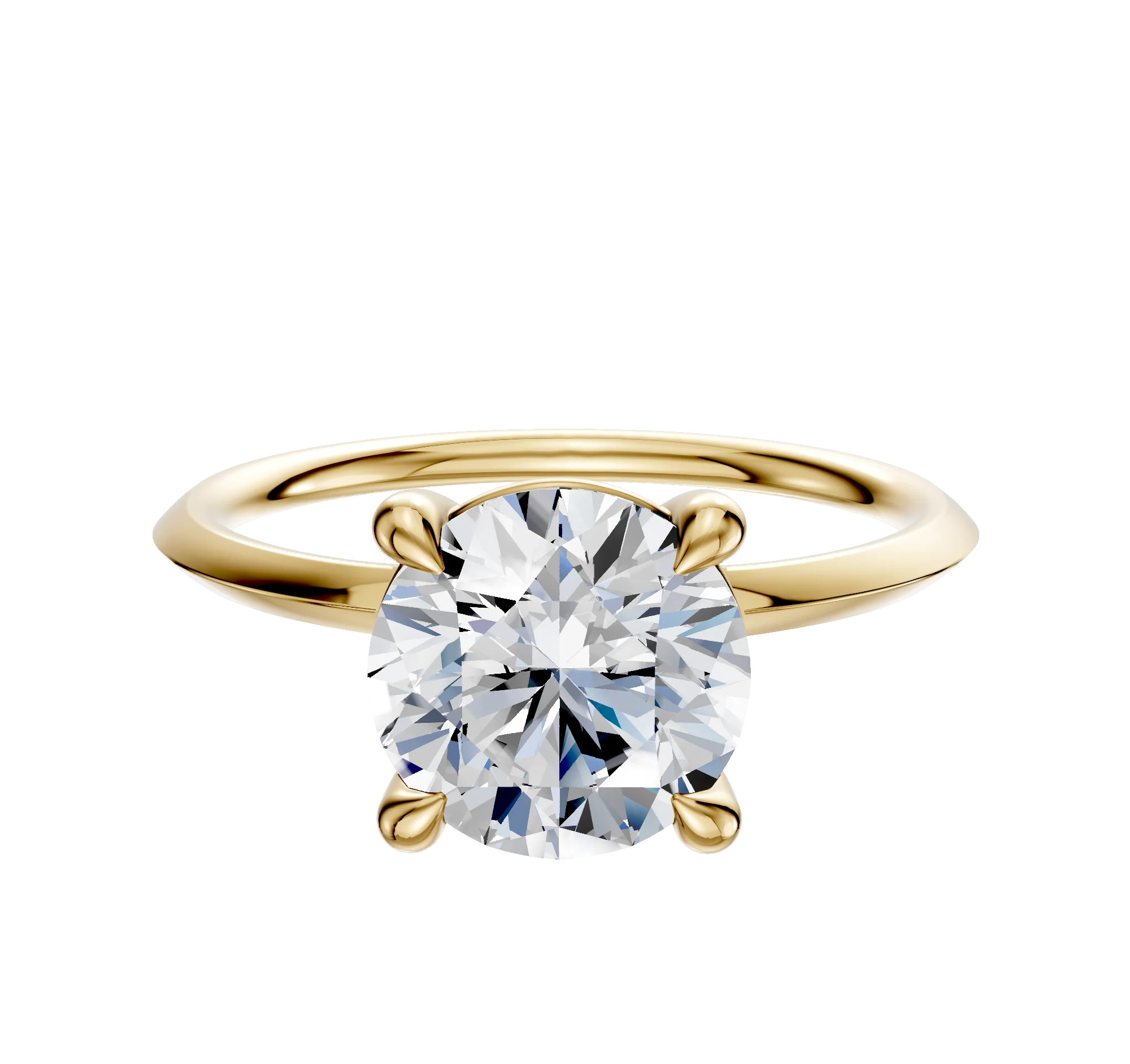 14K Yellow Gold 4 Prong Basket Classic Knife Edge 1.5mm Engagement Ring
