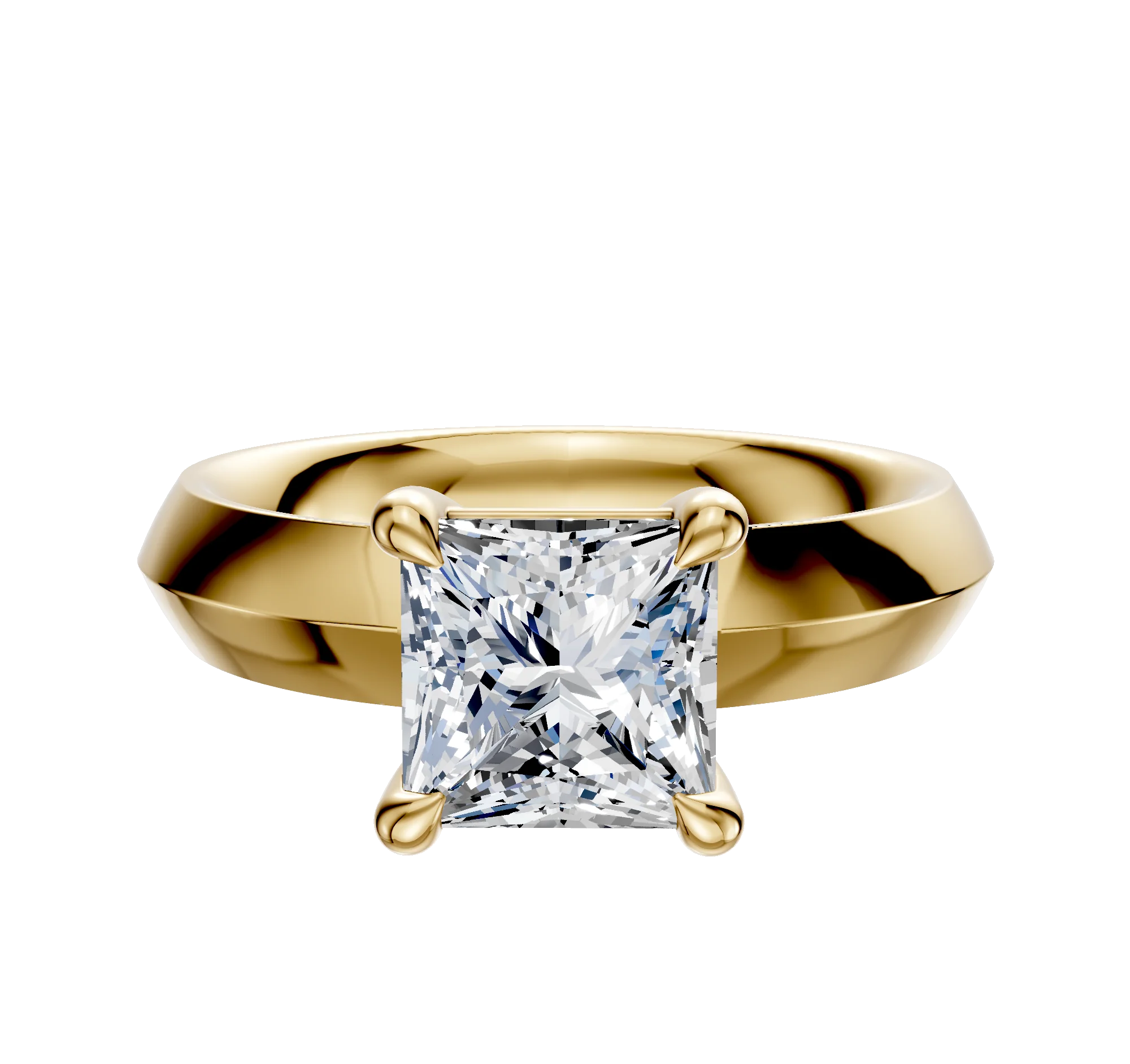 14K Yellow Gold 4 Prong Basket Classic Knife Edge 4.0mm Engagement Ring