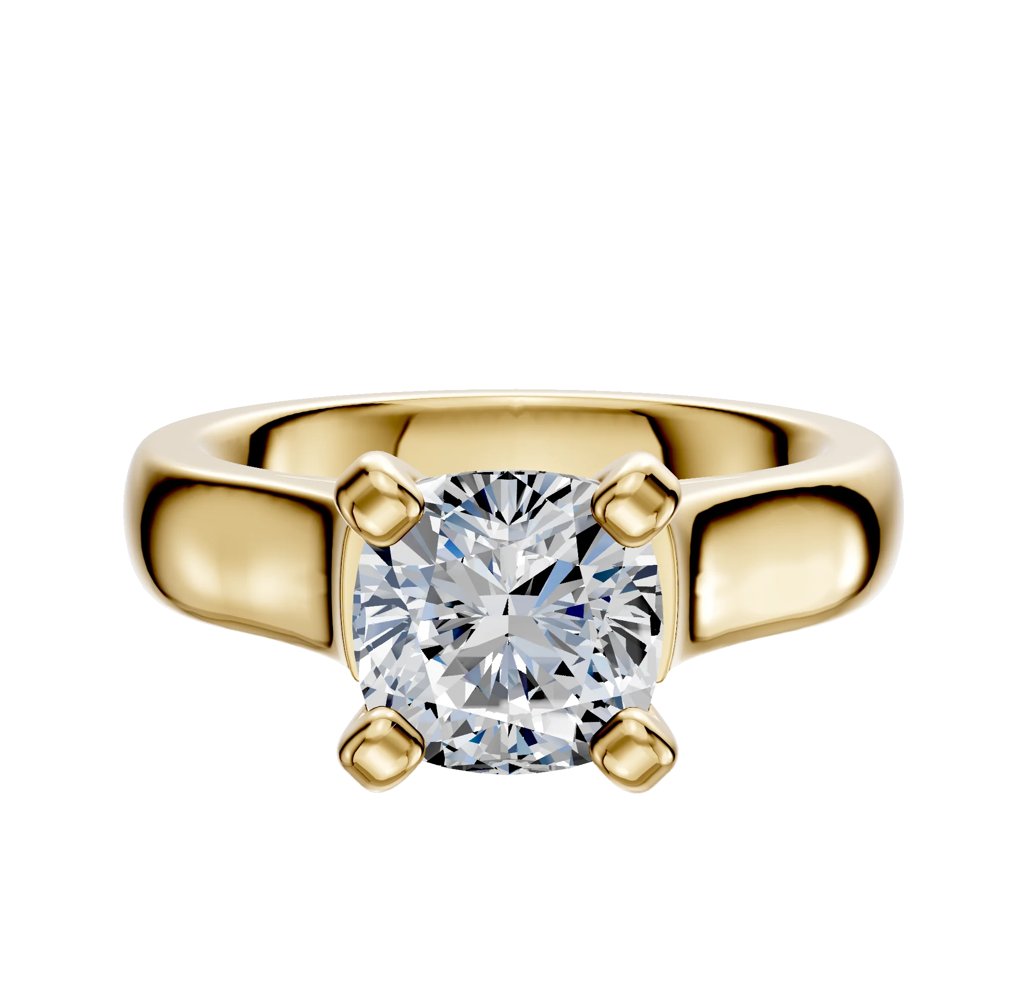 14K Yellow Gold 4 Prong Cathedral Dome 4.0mm Engagement Ring