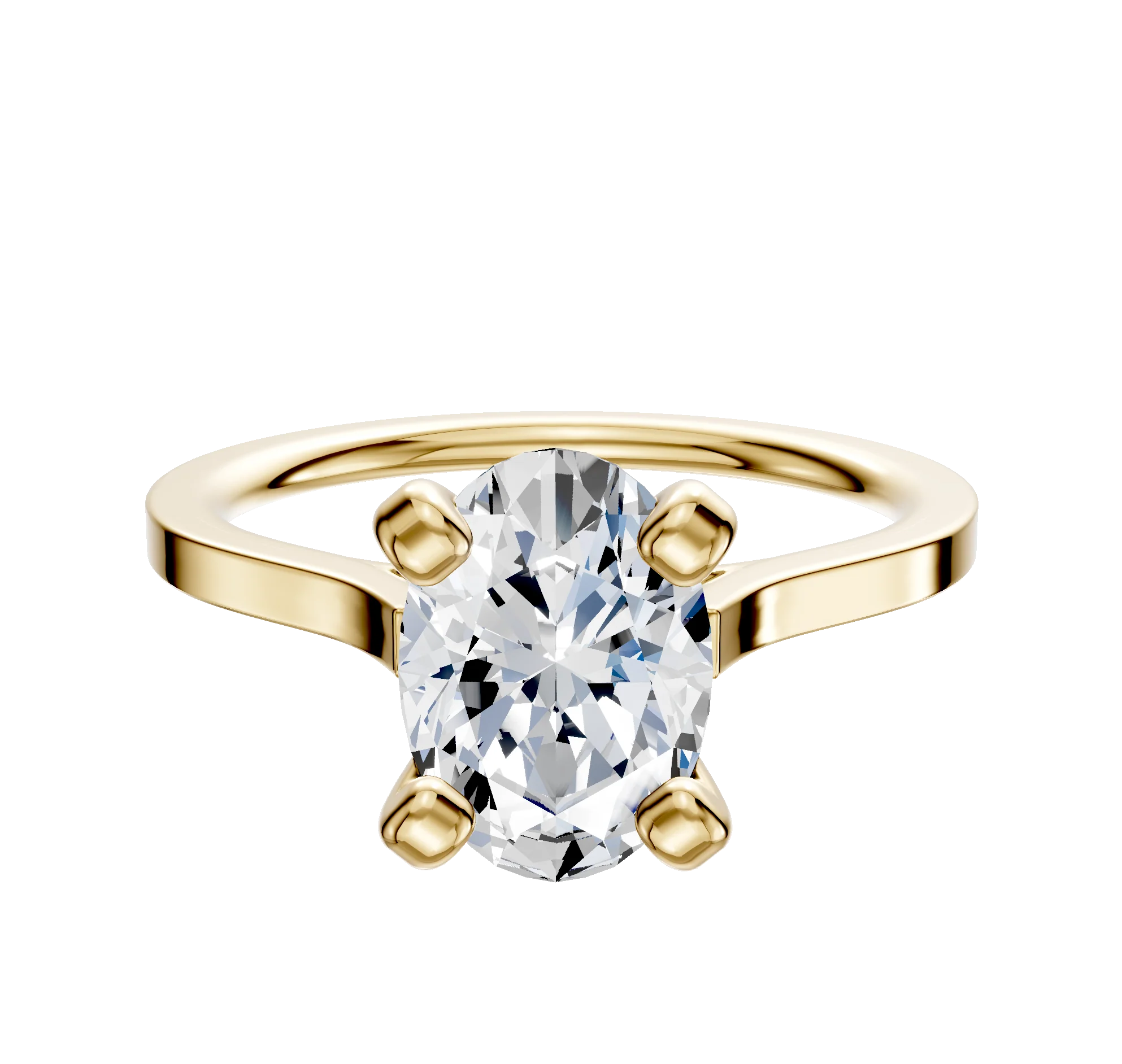 14K Yellow Gold 4 Prong Cathedral Flat 1.5mm Engagement Ring