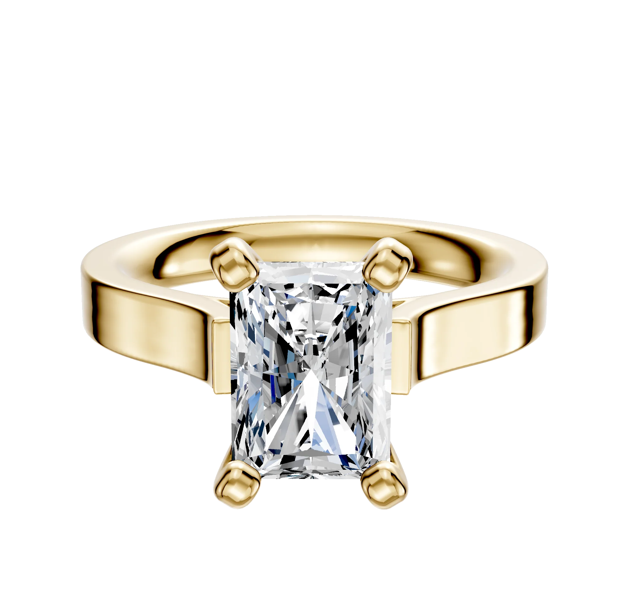 14K Yellow Gold 4 Prong Cathedral Flat 3.0mm Engagement Ring