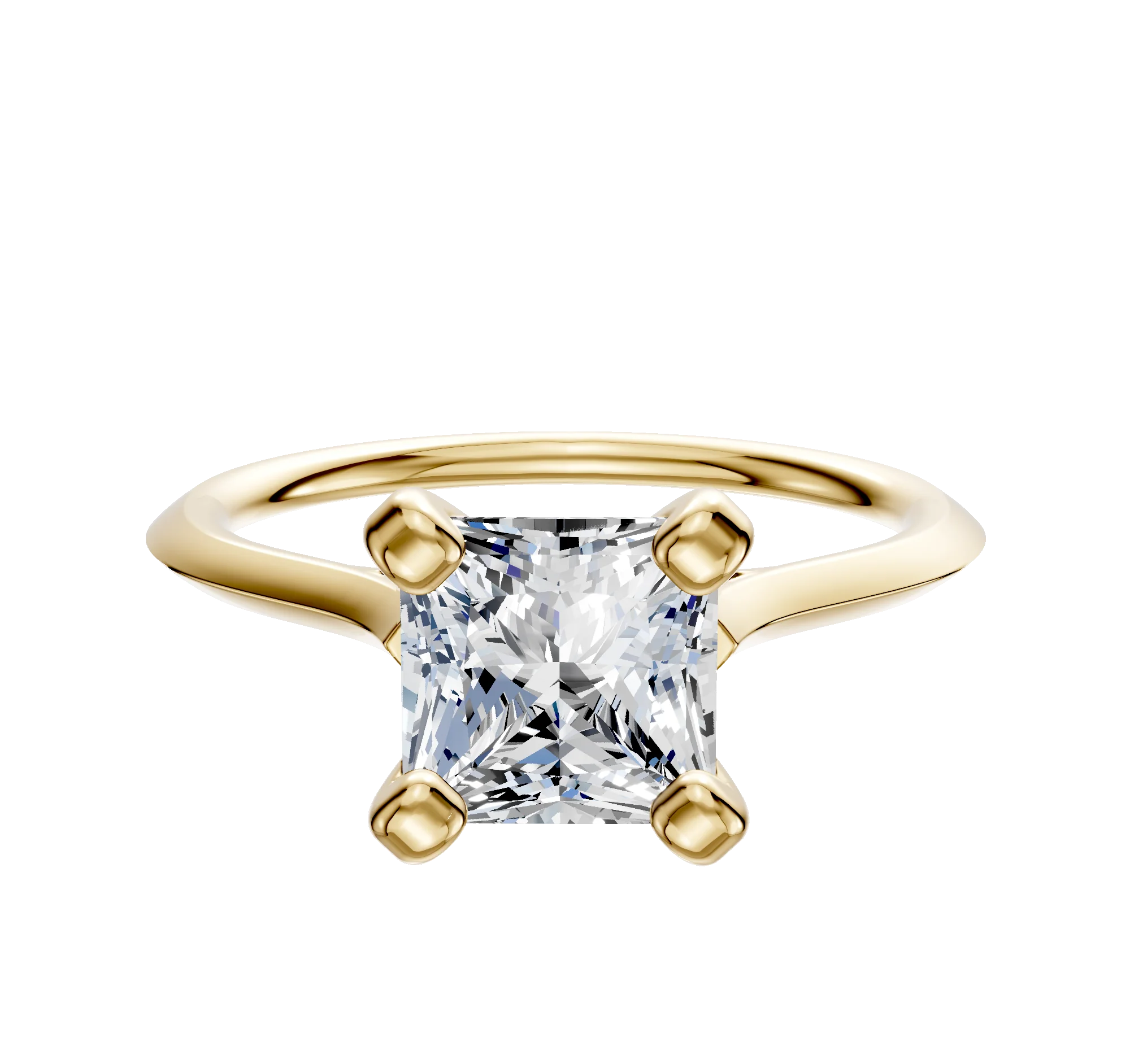 14K Yellow Gold 4 Prong Cathedral Knife Edge 1.5mm Engagement Ring