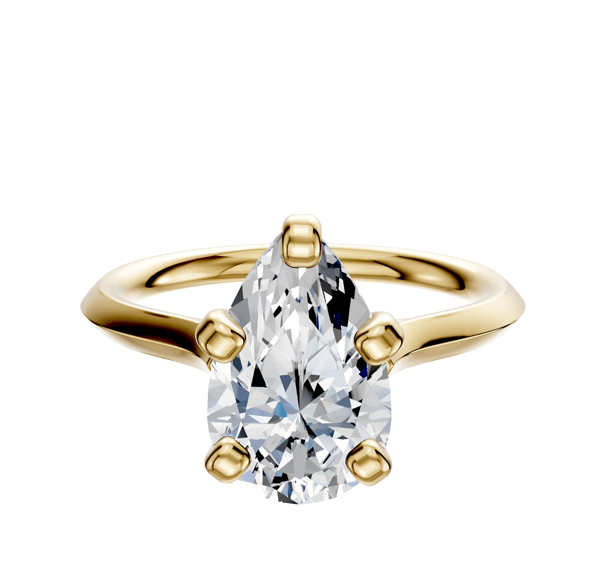 14K Yellow Gold 4 Prong Cathedral Knife Edge 2.0mm Engagement Ring