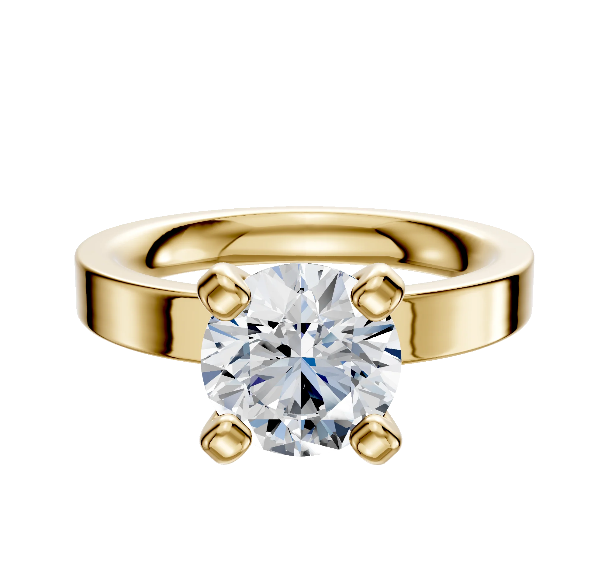 14K Yellow Gold 4 Prong Classic Flat 3.0mm Engagement Ring